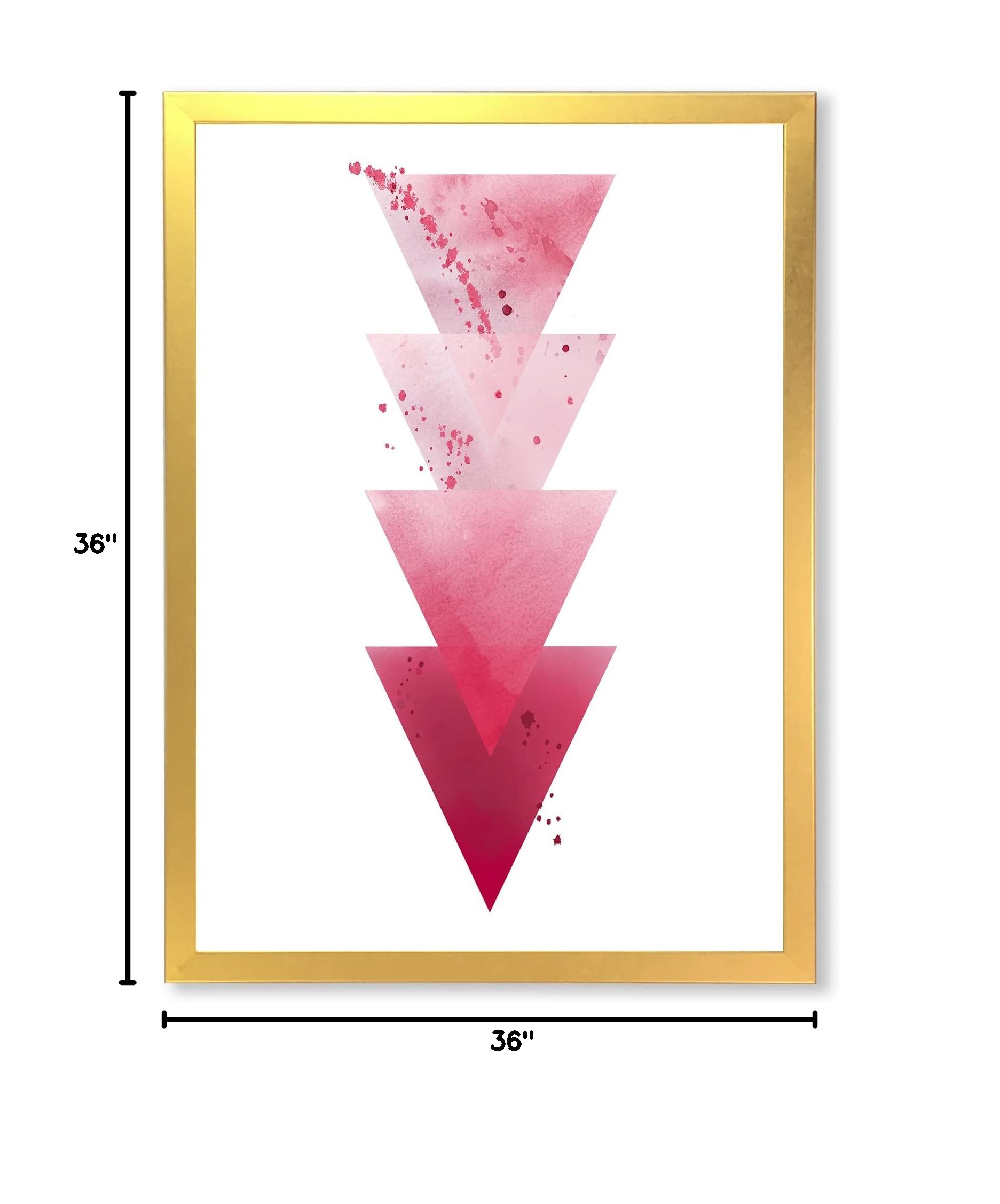 Abstract Red Triangle Geometric Wall Art - Modern Framed Canvas Painting for Living Room, Bedroom & Office Decor