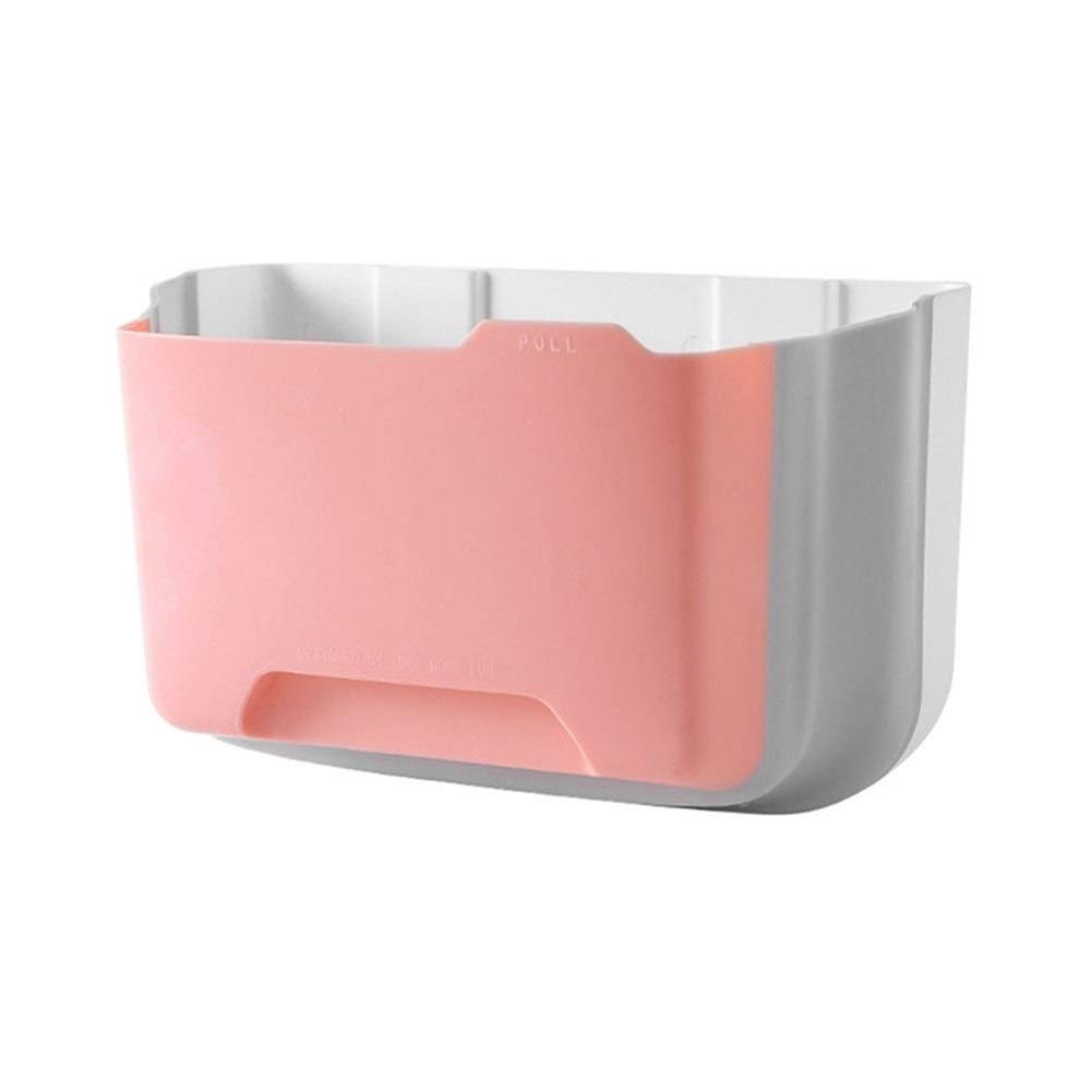 HAOZHAO Pink Hanging Car Trash Can - Foldable Car Garbage Bin, Auto Waste Storage Bucket for Vehicle, Kitchen & Office Use - Perfect for Road Trips, Commuting & Home Organization