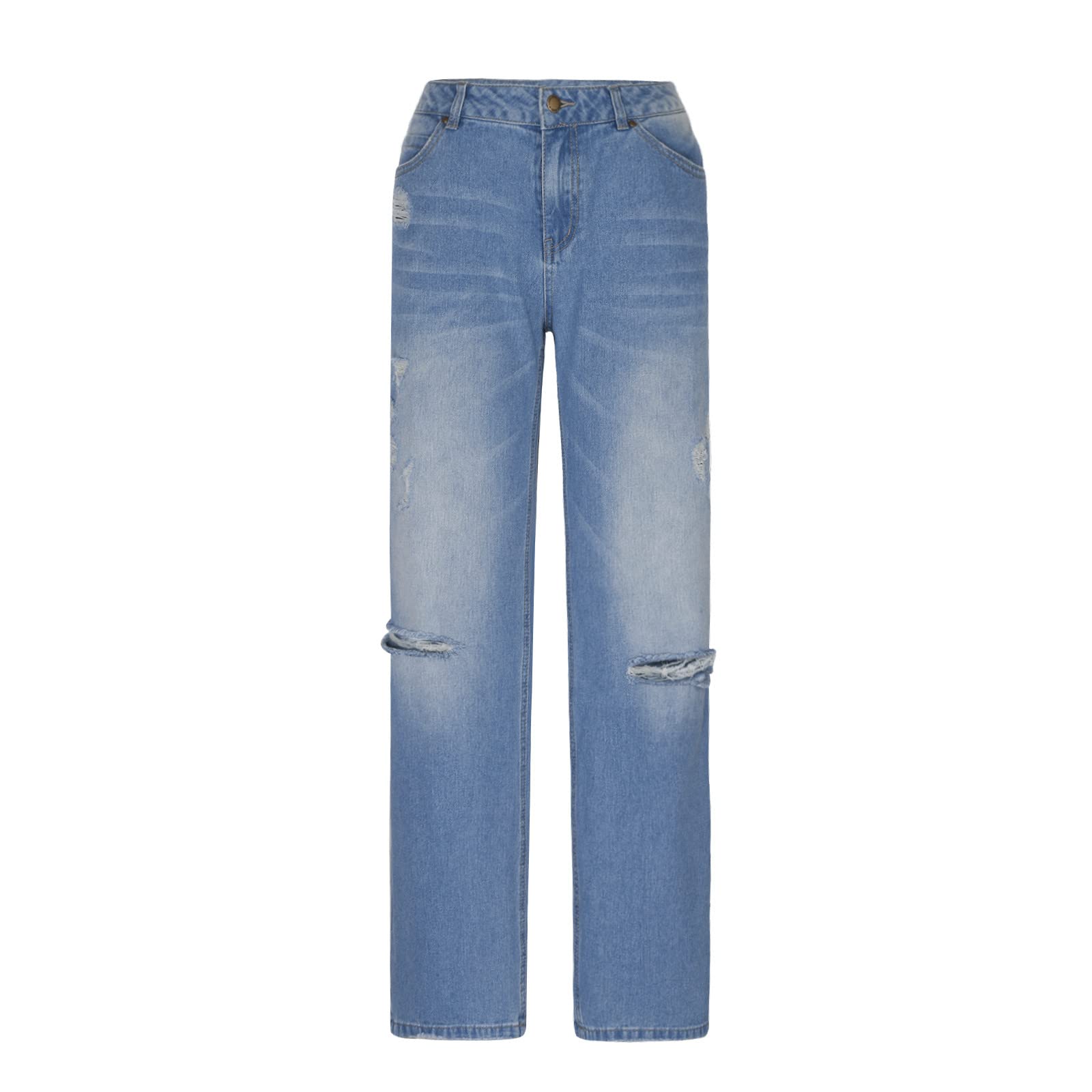 SMIDOW Women's Ripped Boyfriend Jeans - Distressed Baggy Cargo Pants with Straight Leg Fit | Casual Streetwear, Weekend Outfits & Layered Fall Fashion