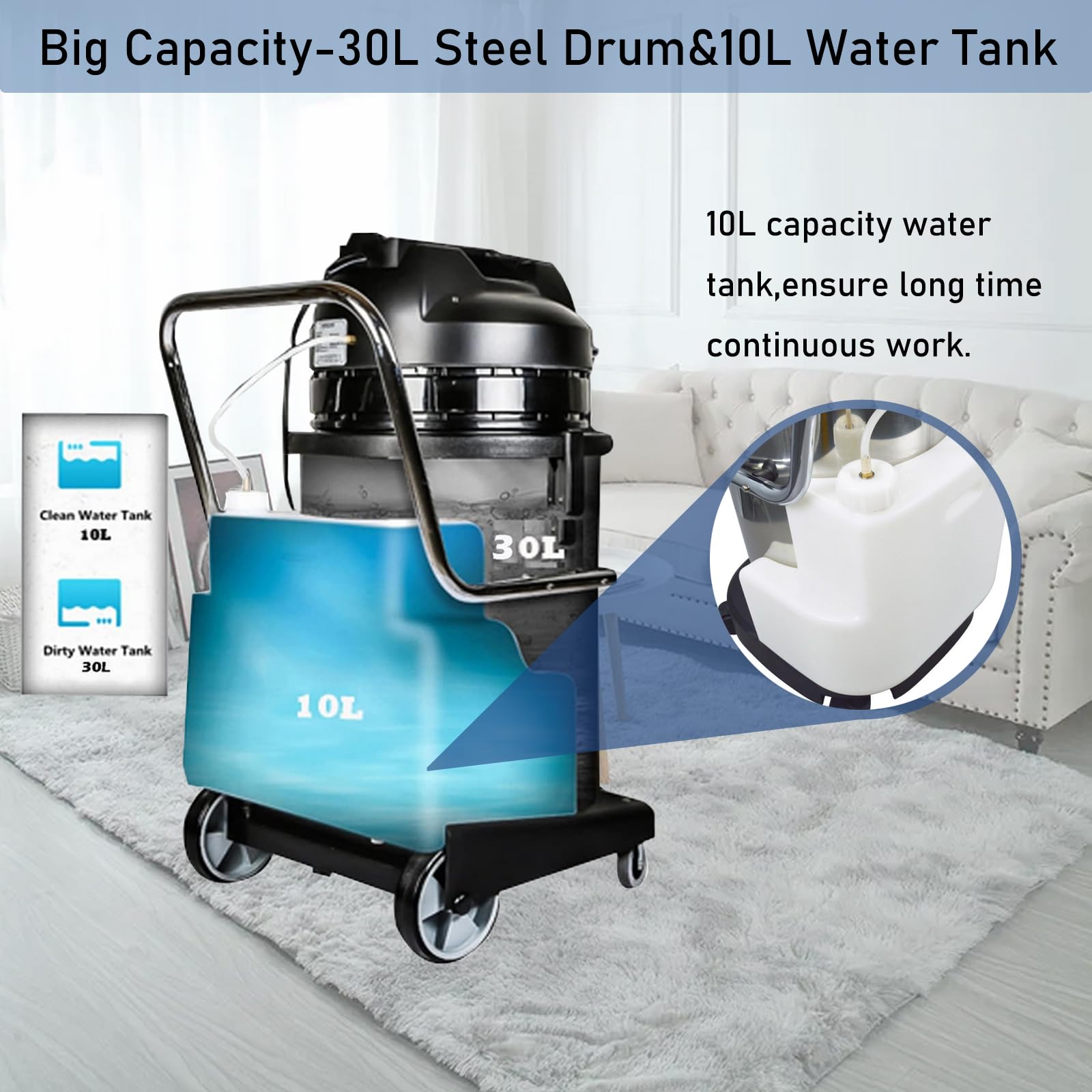 INTSUPERMAI 1000W Commercial Carpet Cleaning Machine - 3-in-1 Wet/Dry Vacuum Extractor with 30L Capacity - Perfect for Deep Cleaning Carpets, Upholstery, and Hard Floors in Homes, Offices & Hotels