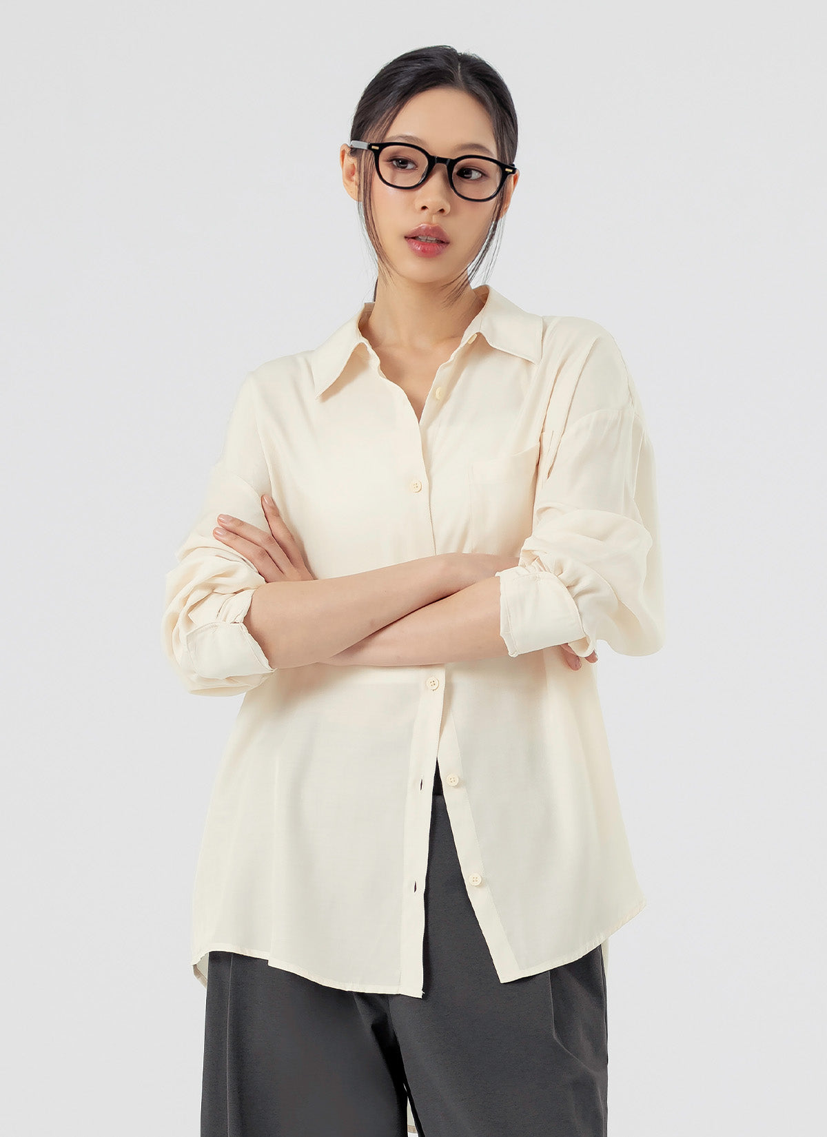 Stylish Drape Loose Fit Shirts for Women - Comfortable Casual & Office Wear - Trendy Oversized Blouse for Everyday Outfits