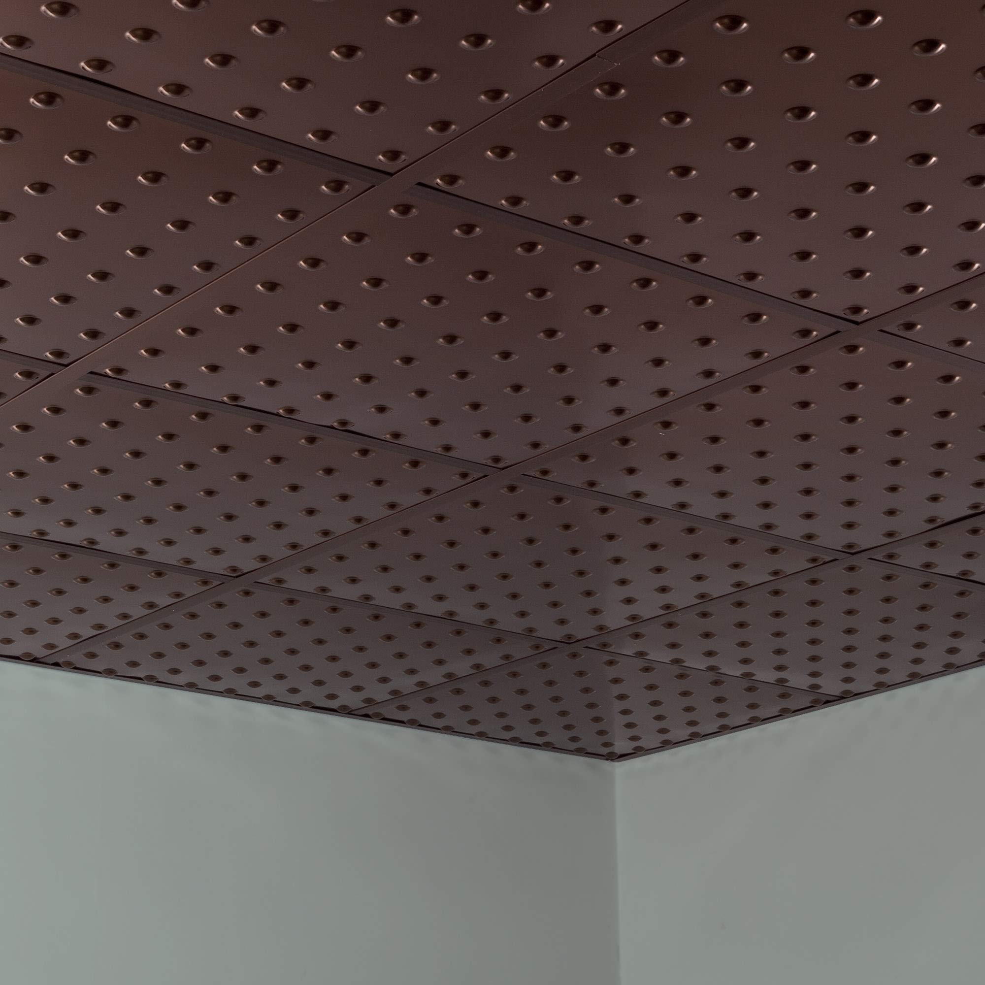 Oil-Rubbed Bronze FASÄDE Dome Decorative Vinyl Ceiling Tiles 2ft x 2ft (5 Pack) - Stylish Drop Ceiling Panels for Home, Office & Commercial Spaces