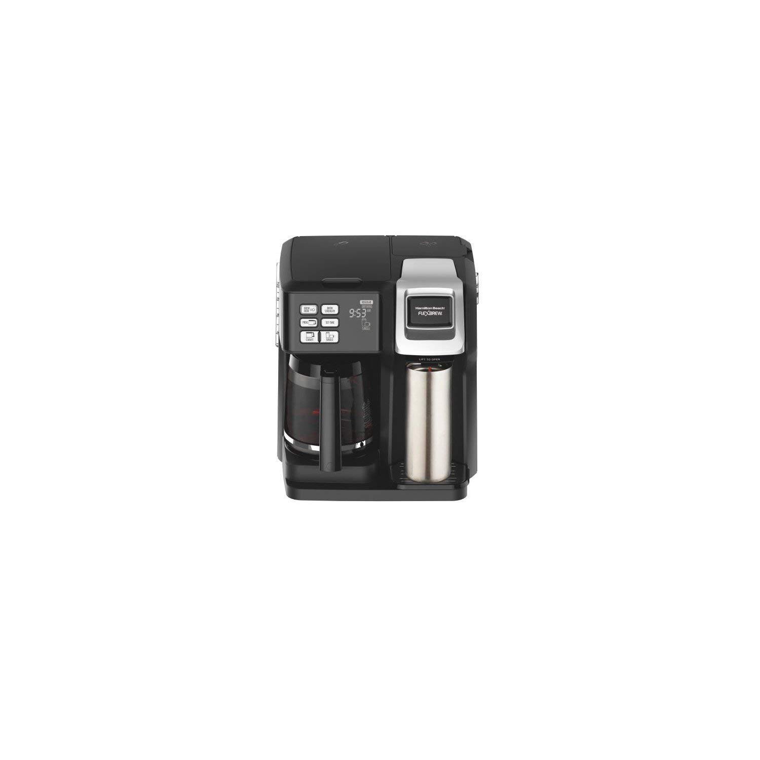 Hamilton Beach FlexBrew 2-Way Coffee Maker - Brew Full Pot or Single Cup, Compatible with K-Cups & Ground Coffee (Renewed) - Perfect for Home, Office & Small Spaces