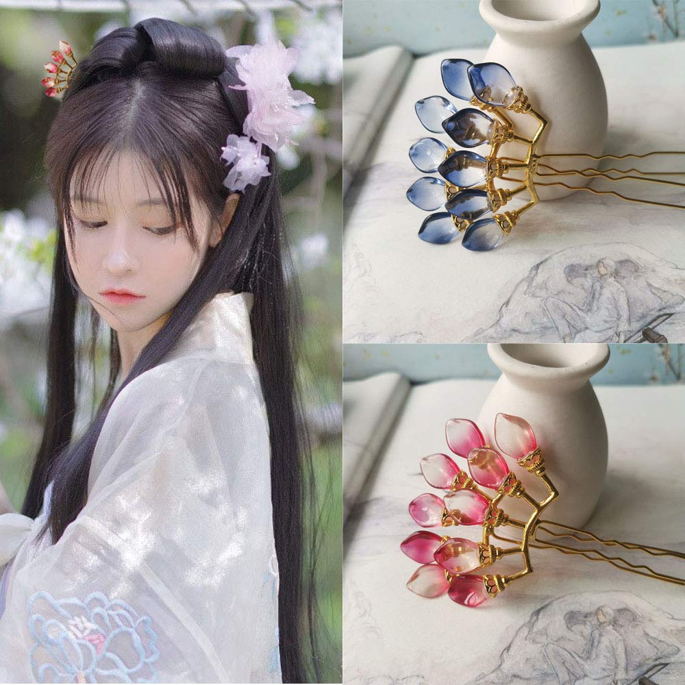 Vintage Chinese Hanfu Hair Sticks - Elegant Alloy Bridal Hair Forks with Pearl Rows, Gold 9-Row & White | Perfect for Weddings, Cosplay, and Traditional Chinese Costume Styling