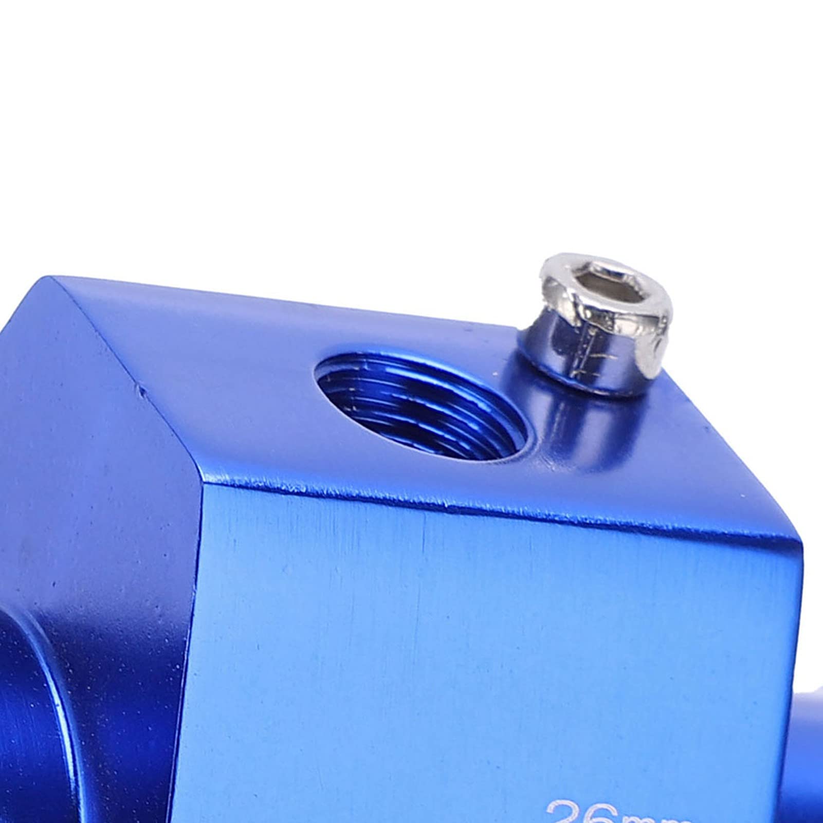 Universal Aluminum Water Temperature Joint Pipe Sensor Gauge - 26mm Blue Radiator Hose Adapter with Clamps for Car, Truck & Motorcycle Engine Cooling Systems