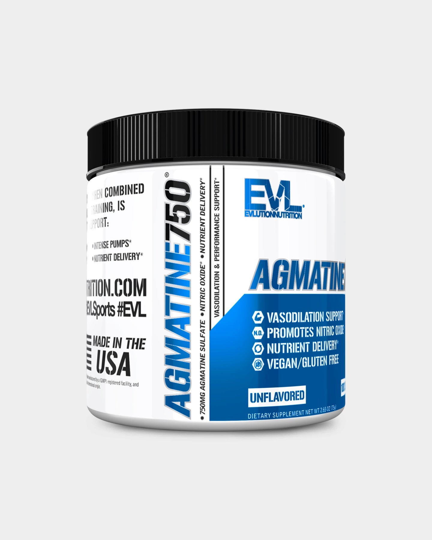 EVLUTION NUTRITION Agmatine 750mg - Premium Muscle Recovery & Performance Supplement for Athletes & Bodybuilders - Supports Nitric Oxide Production & Workout Endurance - Pre & Post Workout Supplement for Gym & Fitness Training