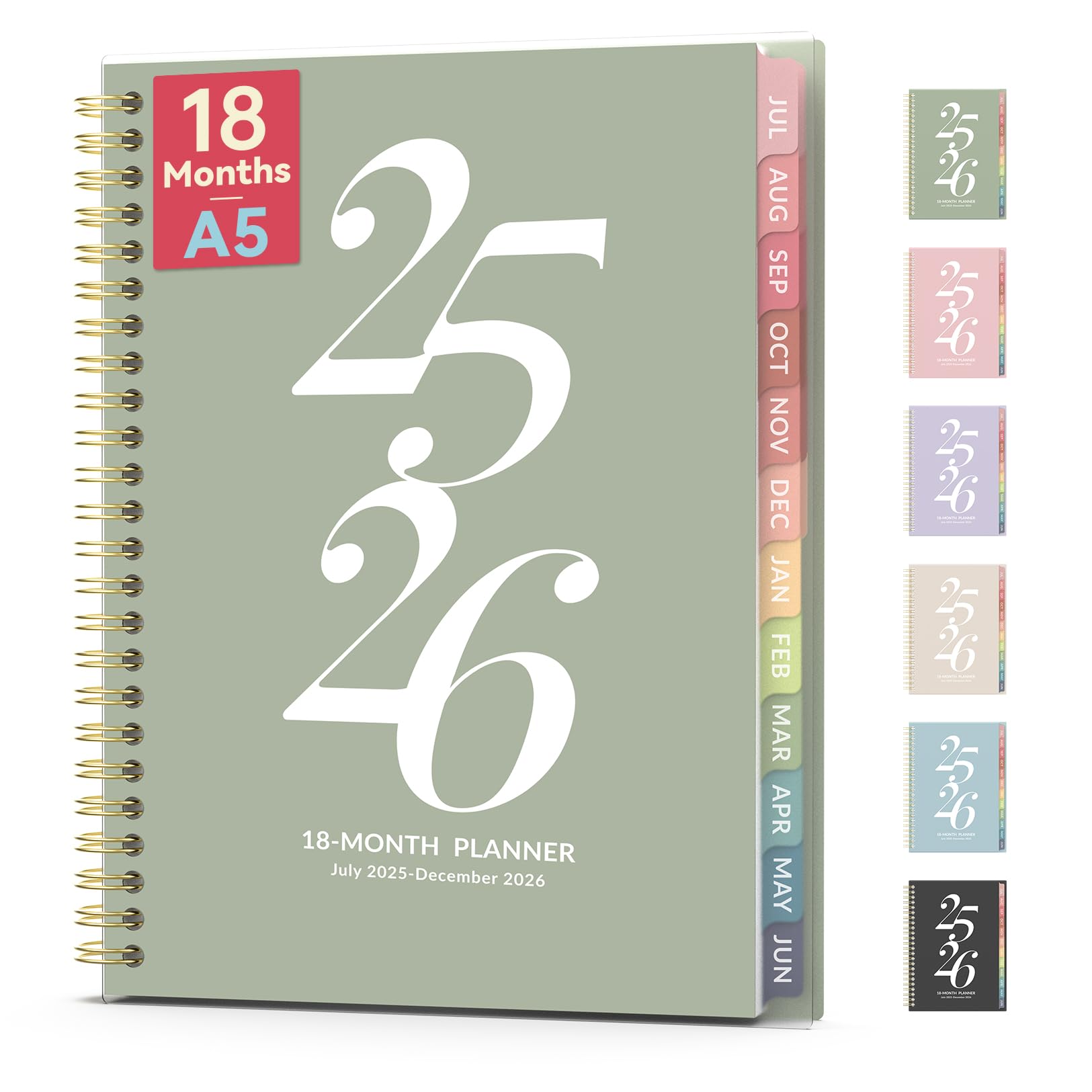 18 Month Academic Planner 2025-2026 | Weekly & Monthly Agenda Book | July 2025 - December 2026 | 5