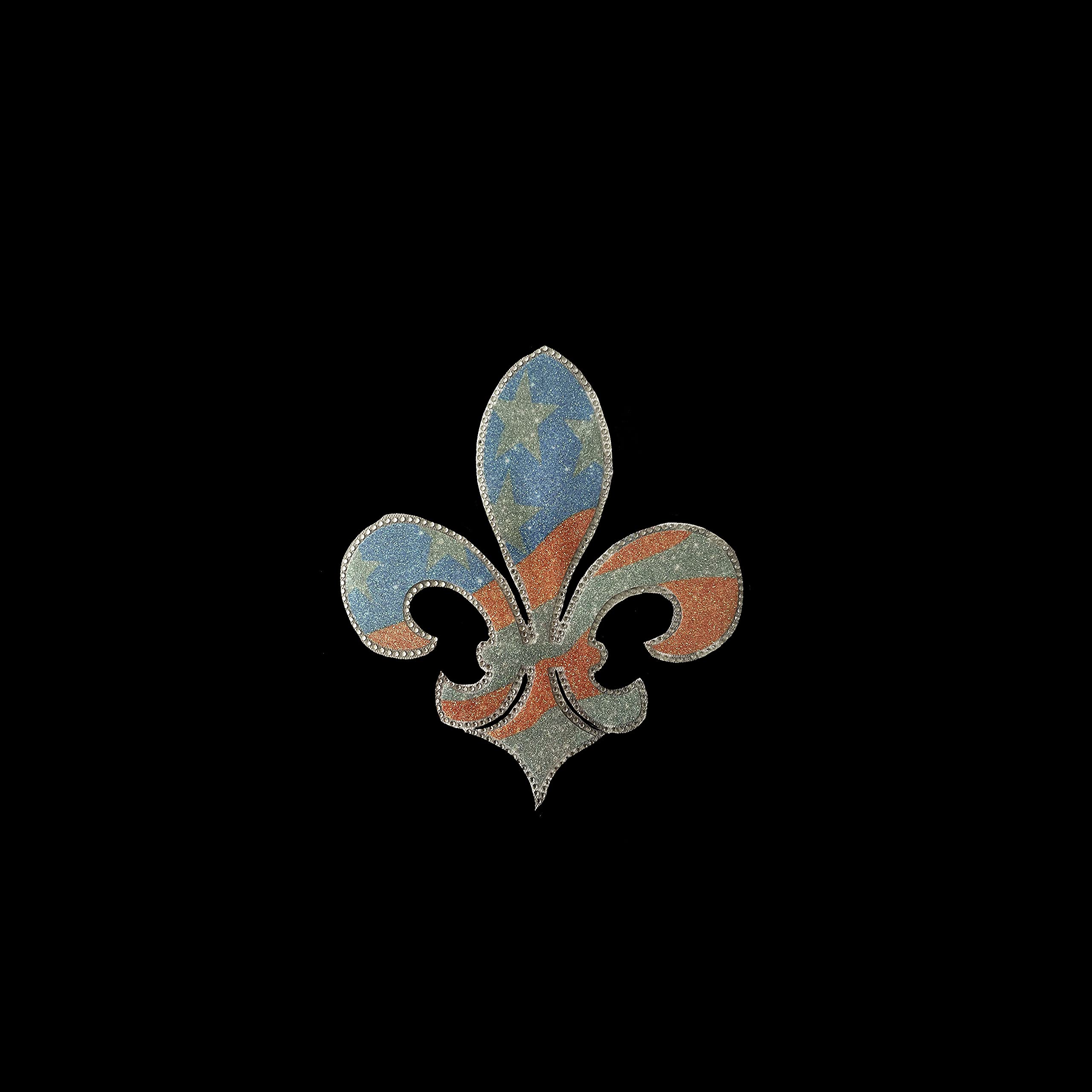 Rhinestone American Flag Fleur De Lis Iron-On Glitter Patch - Patriotic Embroidered Applique for DIY Crafts, Jackets, Hats & Bags | Perfect for 4th of July, Memorial Day & Veterans Day Decorations