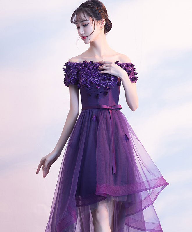Elegant Purple Tulle Lace Short Prom Dress | Formal Evening Gown for Homecoming, Cocktail Parties & Special Occasions