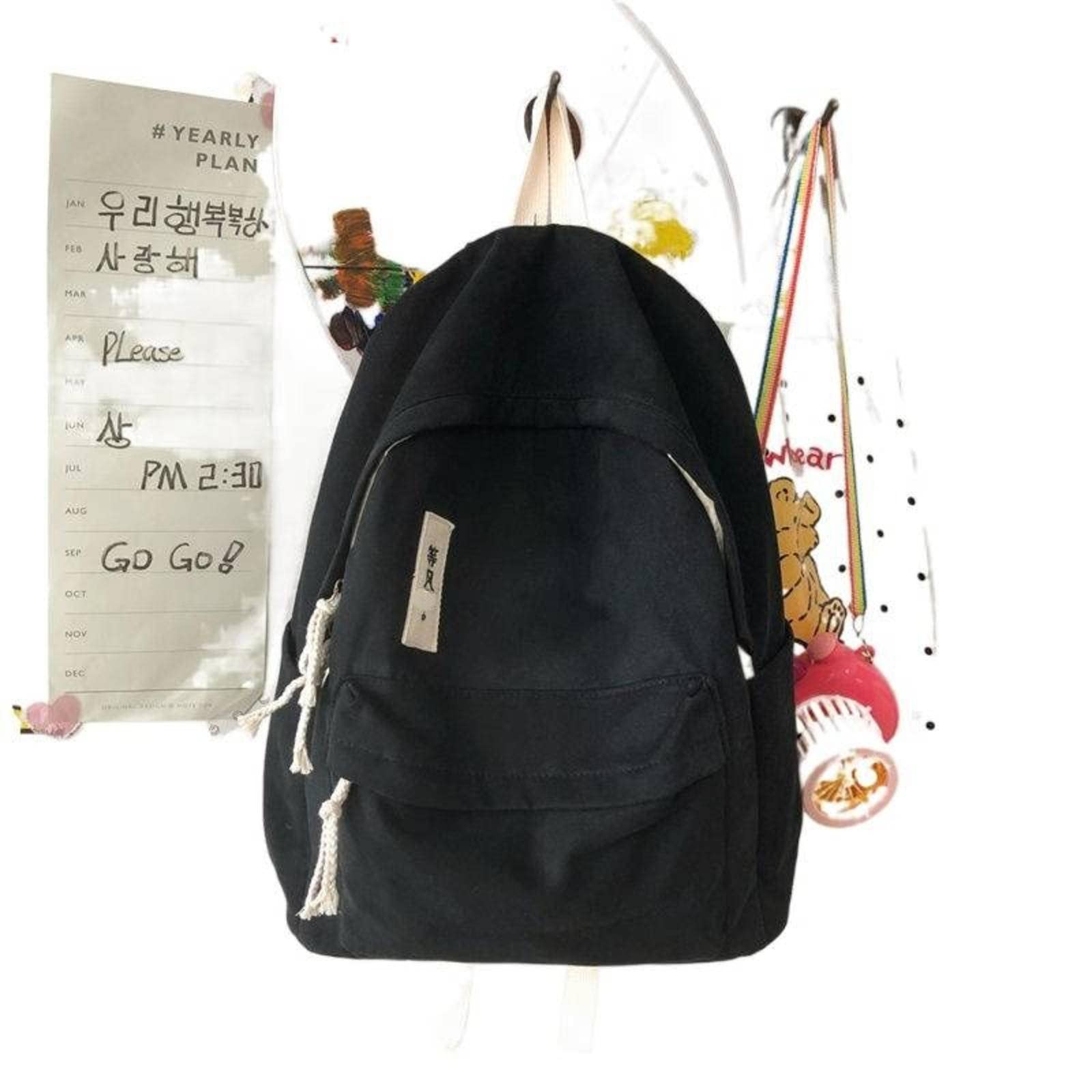 Stylish Korean University Backpack for Women - Trendy Student Bag, Black, 30x42x14cm - Perfect for School, Travel & Daily Use