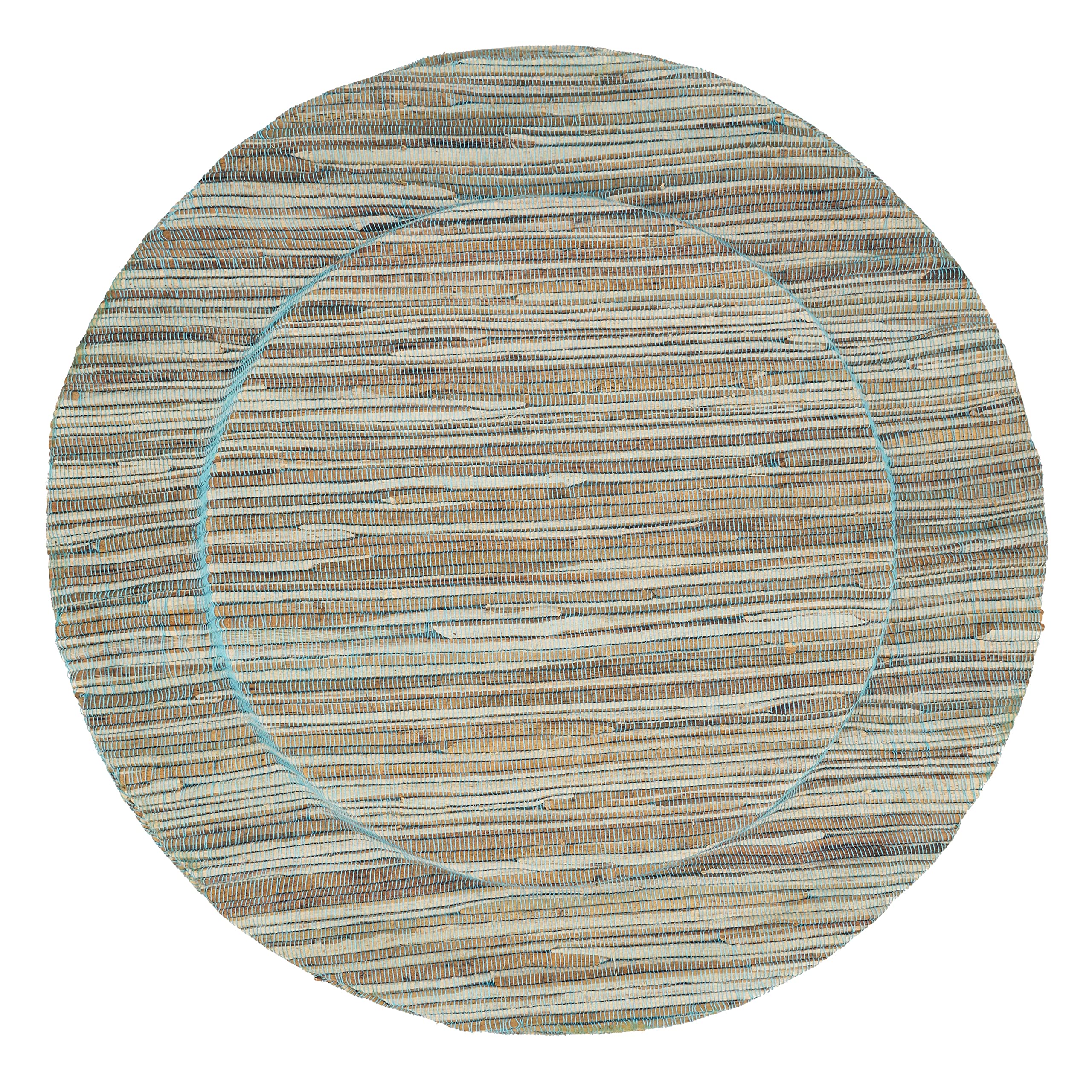 SARO LIFESTYLE Bogor Collection Water Hyacinth Charger Plates - Eco-Friendly Natural Rattan Placemats (Set of 4, 13 Inch, Turquoise) for Wedding, Party & Boho Home Decor