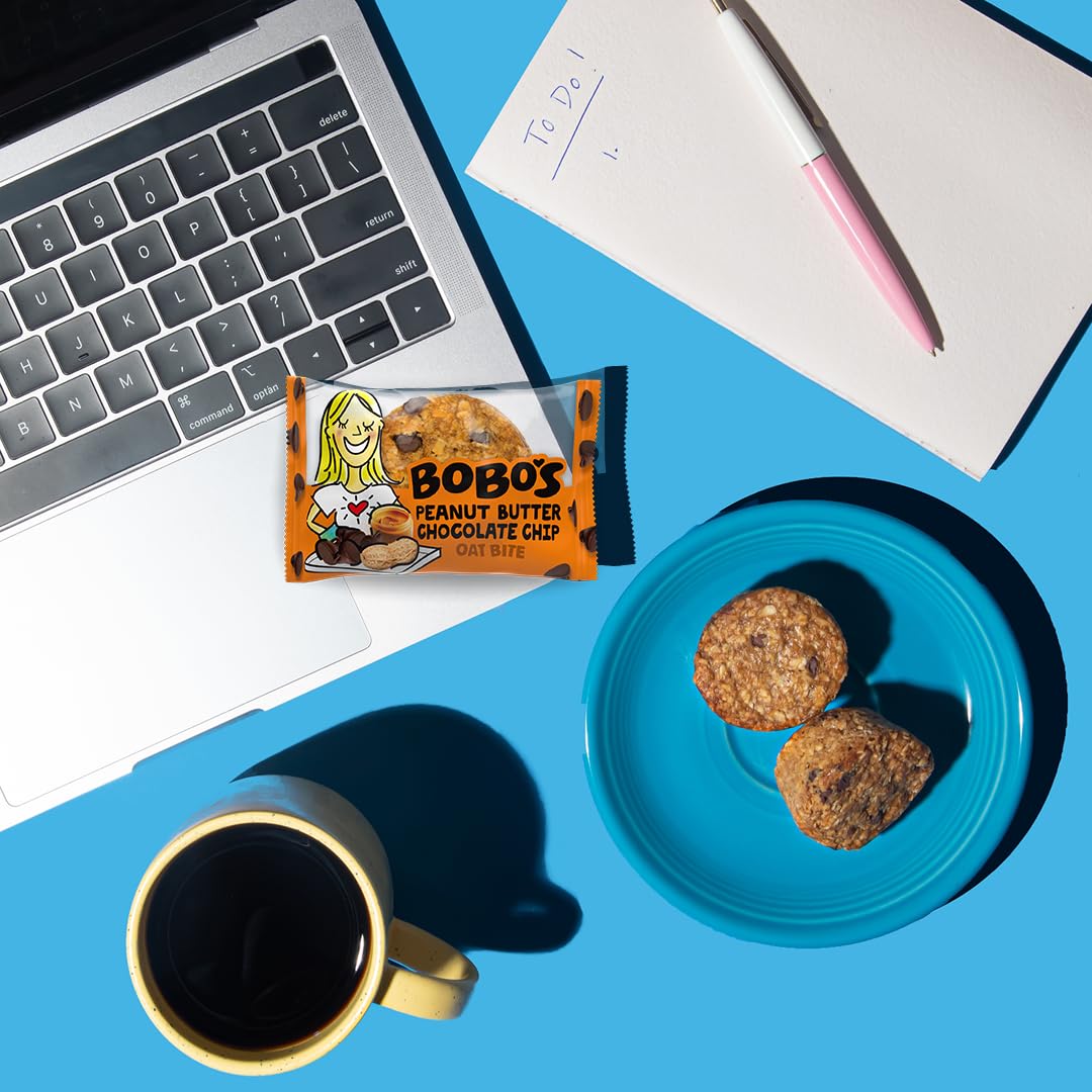 Bobo's Oat Bites Peanut Butter Chocolate Chip - Gluten Free Whole Grain Vegan Snacks (30 Pack, 1.3 oz per Bite) | Healthy On-The-Go Breakfast & School Lunch Snacks for Kids & Adults