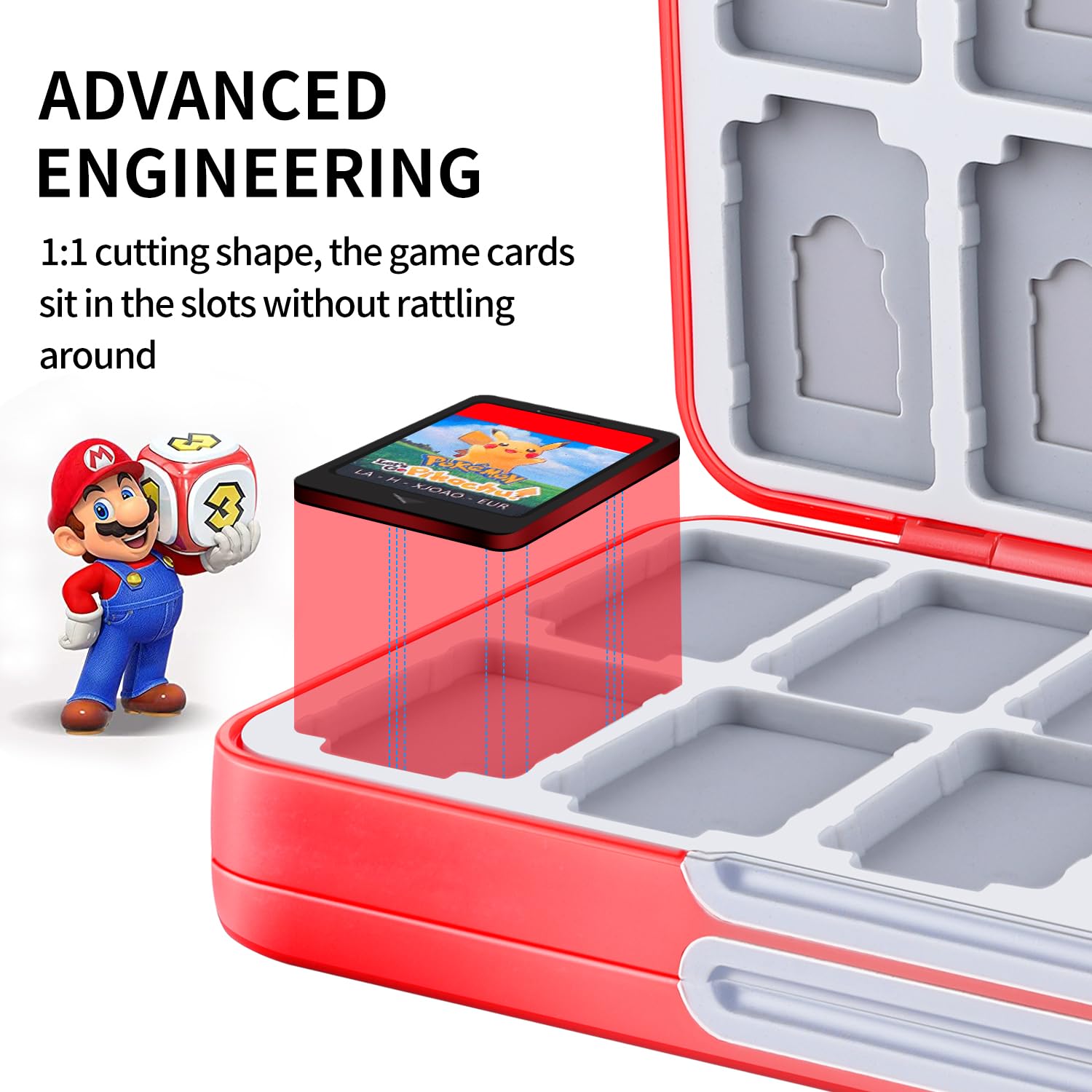MOSAHOLL Switch Game Card Holder - 48 Cartridges & 24 SD Slots for Travel Storage