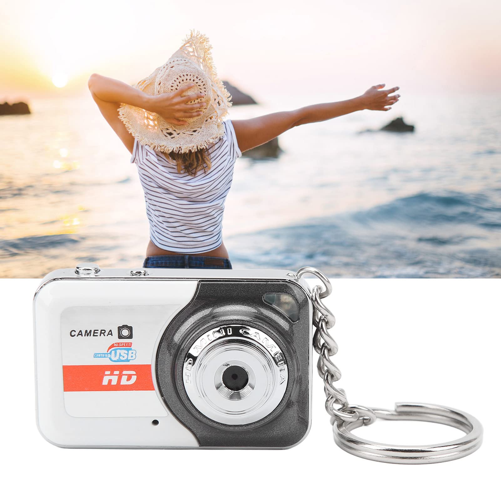 Mini DV Camera - 1080P HD Video Recorder with Motion Detection, 32GB Memory, USB Keychain Camcorder for Webcam, Kids, Students (Silver Gray) | Perfect for Home Security, Vlogging, Classroom Recording & Travel Videos