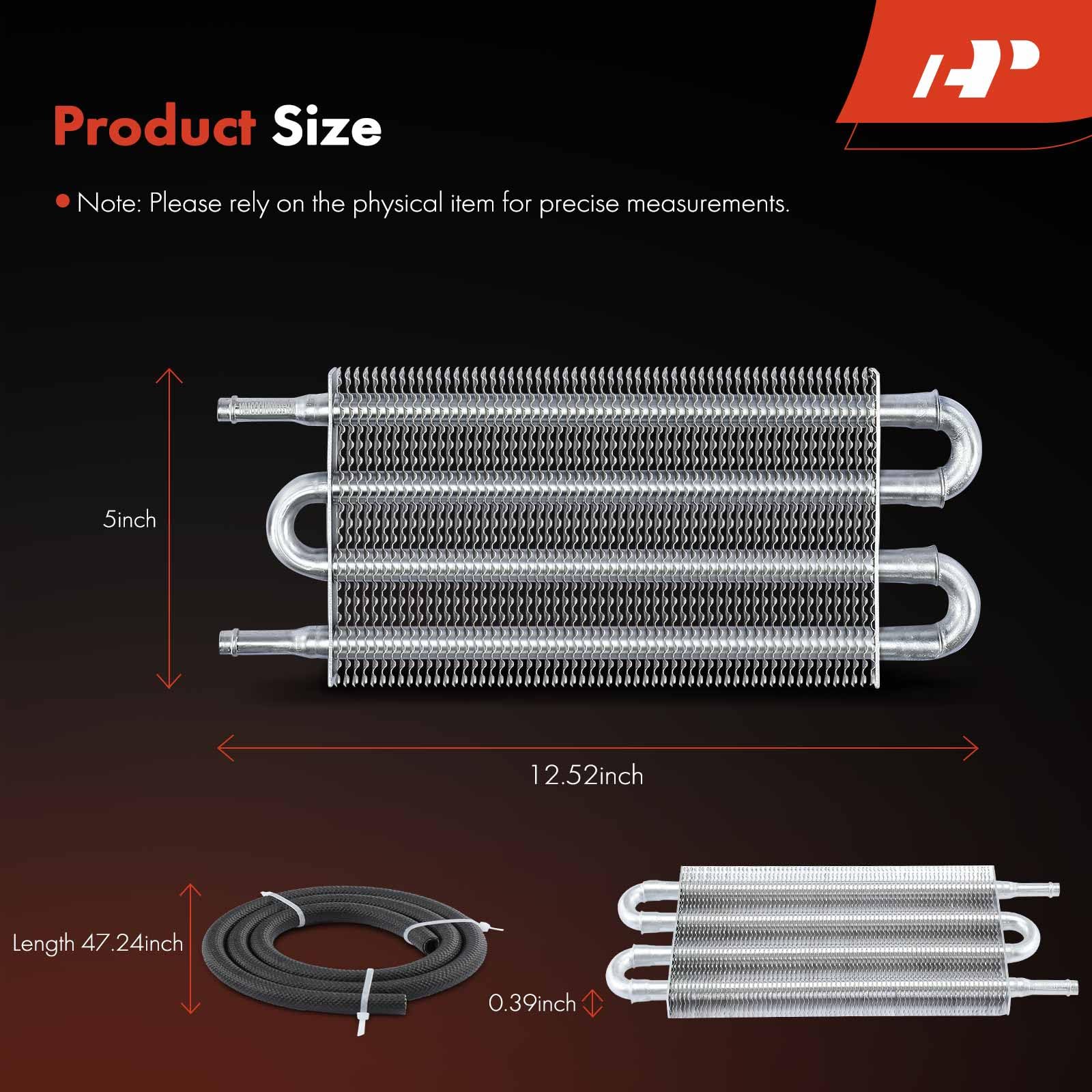 Universal A-Premium 4-Pass Aluminum Transmission Oil Cooler Kit with Hose Mounting, Supports Towing Up to 12000 lbs, Ideal for Heavy-Duty Trucks and Towing Vehicles