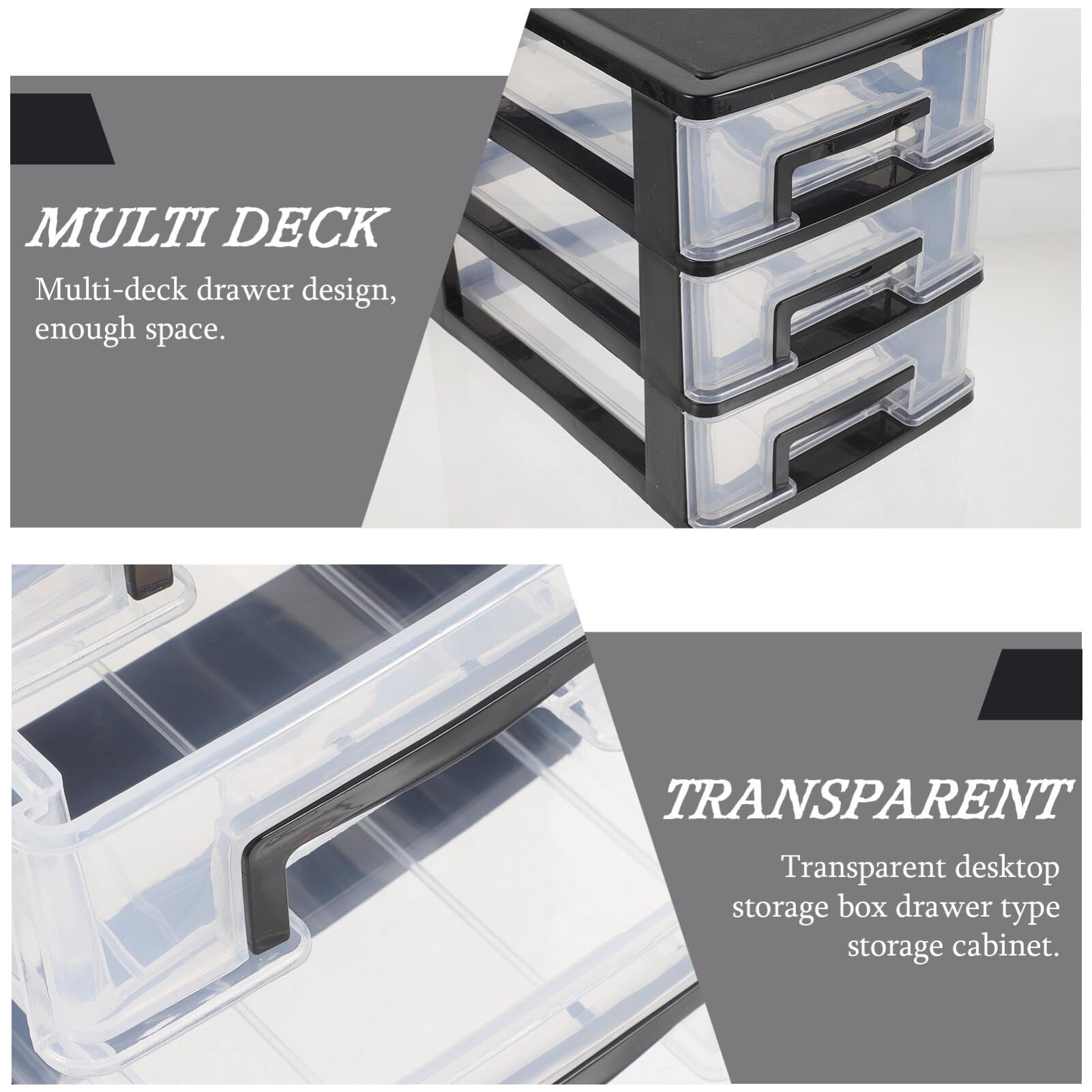 3-Tier Clear Plastic Storage Drawer Organizer - Black Multi-Drawer Cabinet for Craft Supplies, Stationery & Office Organization | Perfect for Craft Rooms, Home Offices & Closet Storage