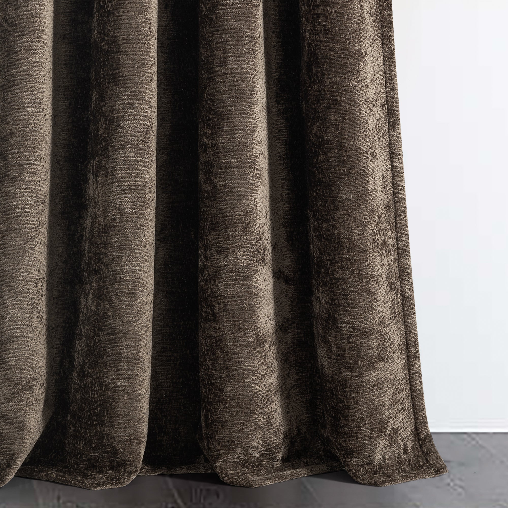 Luxury Velvet Chenille Window Curtain Panel - Blackout Drapes for Living Room & Bedroom - Soft Thermal Insulated Curtains for Home Decor & Privacy