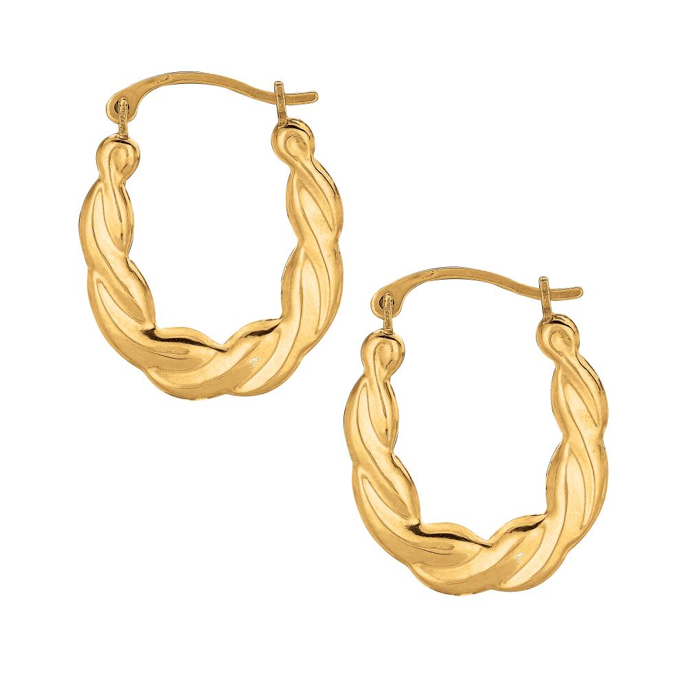 10K Gold Puffy Scalloped Oval Hoop Earrings for Women - Elegant Dainty Huggie Earrings for Everyday Wear, Date Night & Special Occasions