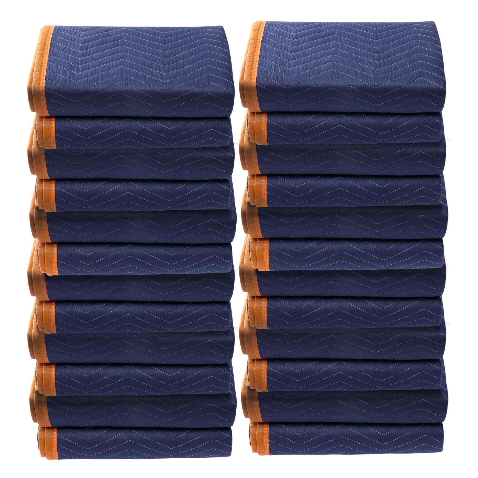VEVOR YB085-65 Heavy Duty Moving Blankets 12 Pack - 65 lbs/dz, Blue & Orange - Furniture Protectors for Moving, Packing & Storage