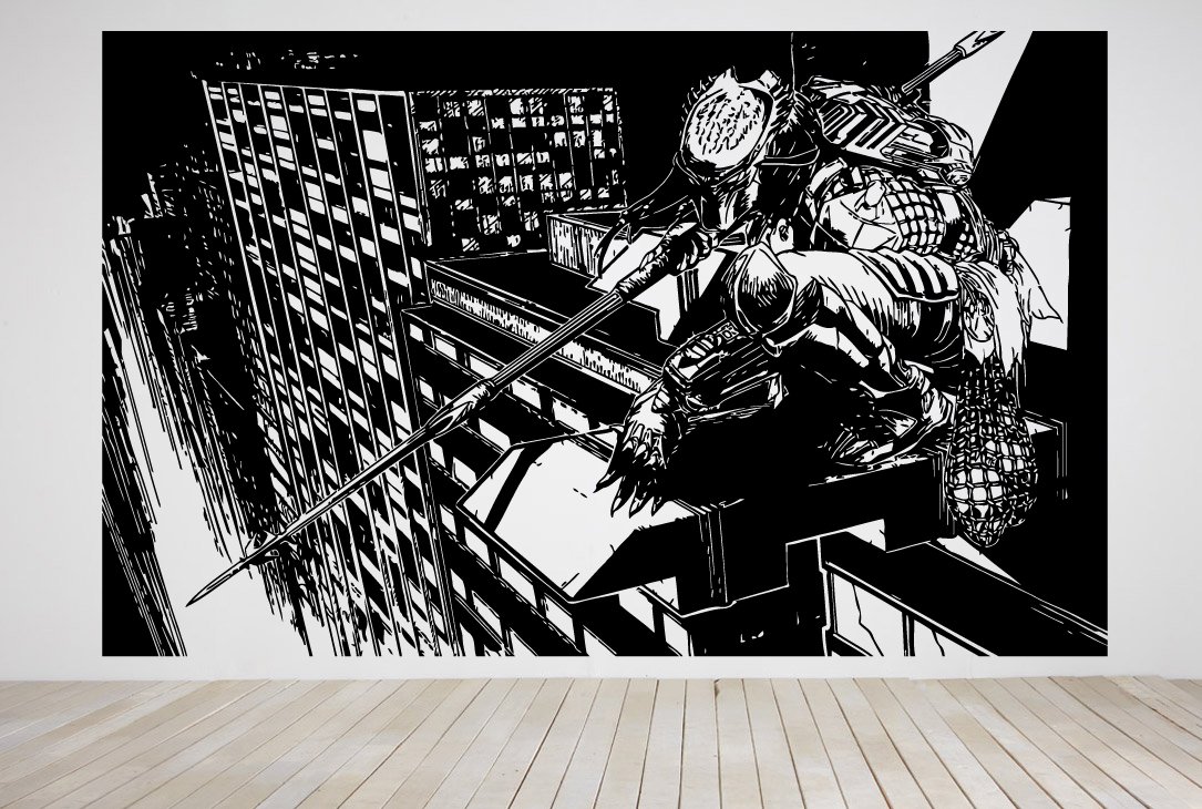Wall Art Vinyl Sticker Mural Decal - Action Movie Poster Monster Design (AS1687) for Home Decor, Bedroom, Living Room & Office