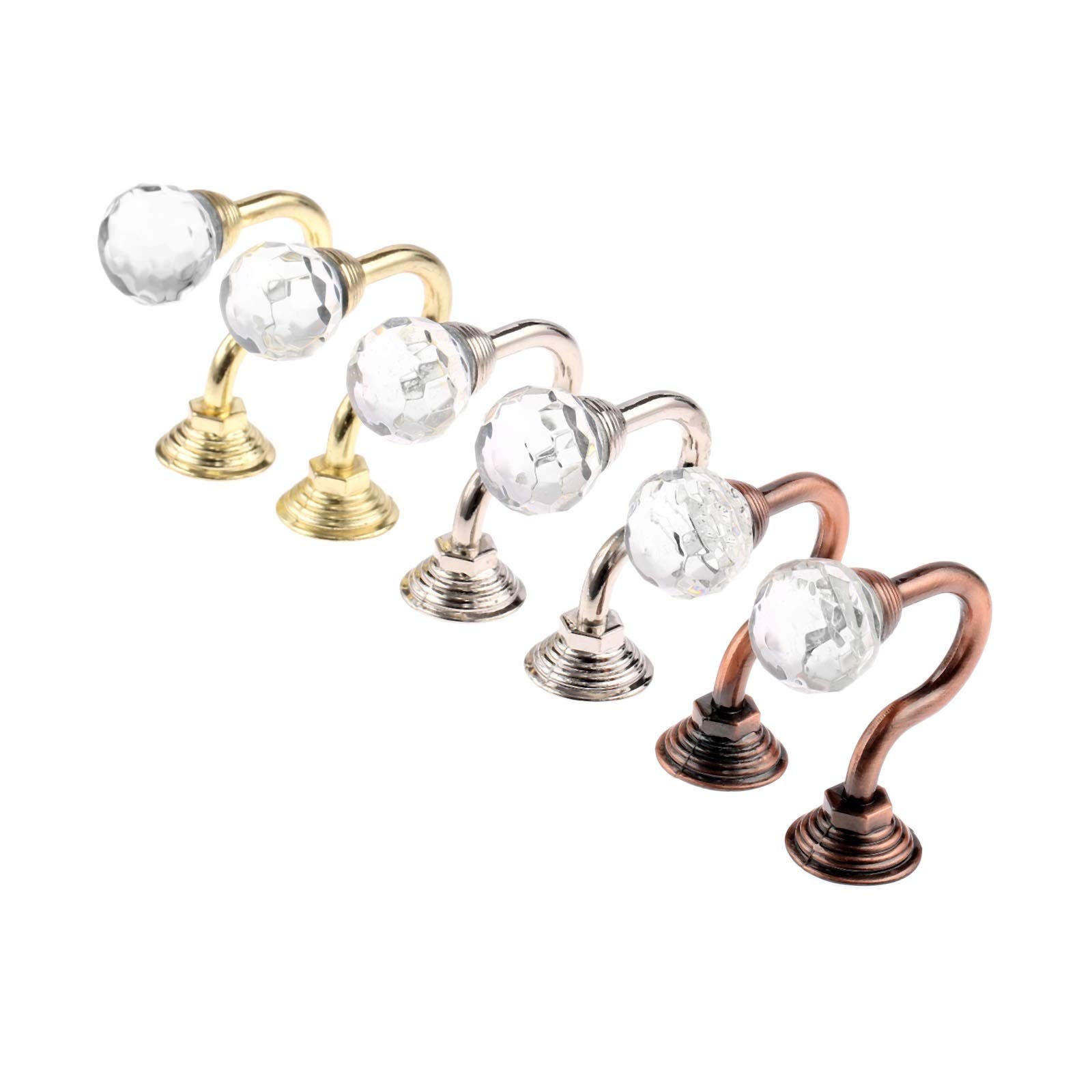 2Pcs Crystal Tie Back Hook Metal Crystal Ball Curtain Hooks - Elegant Tassel Towel Hanger for Fabric Curtains (Red Copper/Silver/Gold) - Perfect for Living Room, Bedroom & Bathroom Window Decor