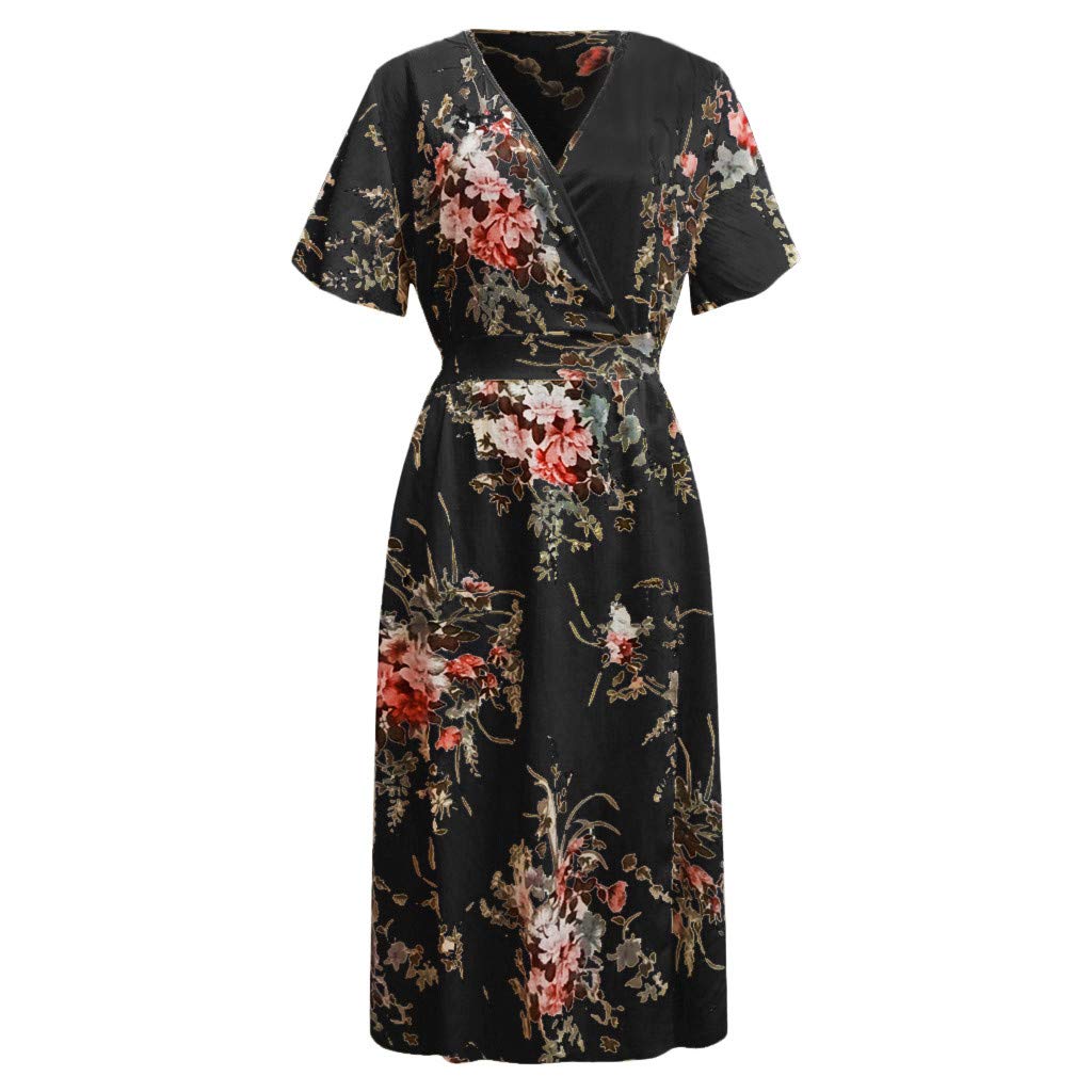 Plus Size Boho Maxi Dress for Women - Elegant Oversized Floral Print Dress with Side Slit | Perfect for Beach Vacations, Summer Parties & Casual Outings