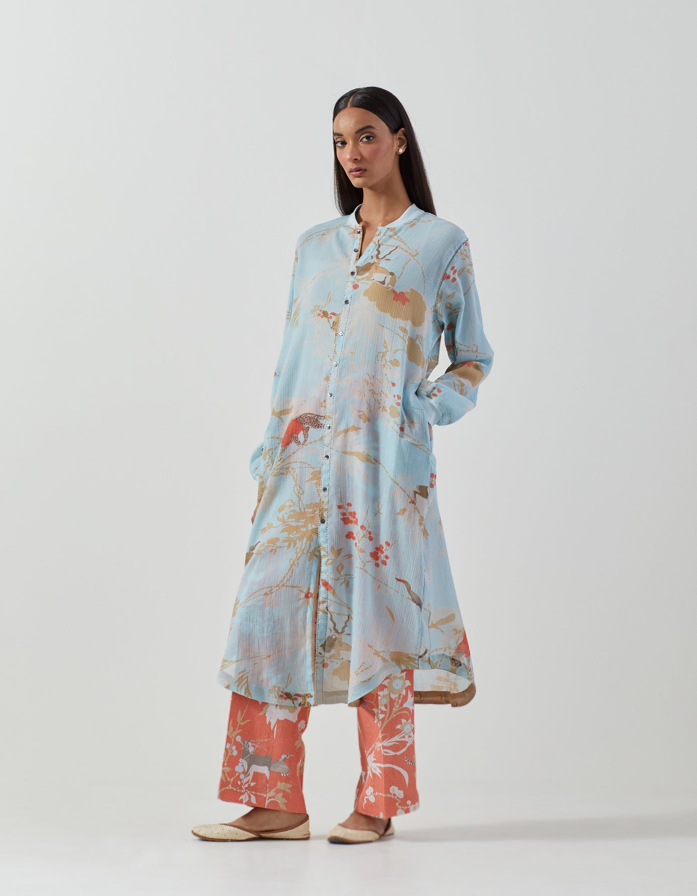 Sparsh Women's Cotton Crepe Dress in Ice Blue | Flowy Summer Dress for Casual Wear & Beach Outings