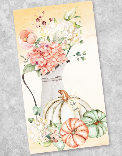 Hydrangea & Pumpkins Guest Towel Napkins (40 Count) - Premium Cotton Decorative Napkins for Fall Table Setting, Thanksgiving Dinner, and Autumn Home Decor