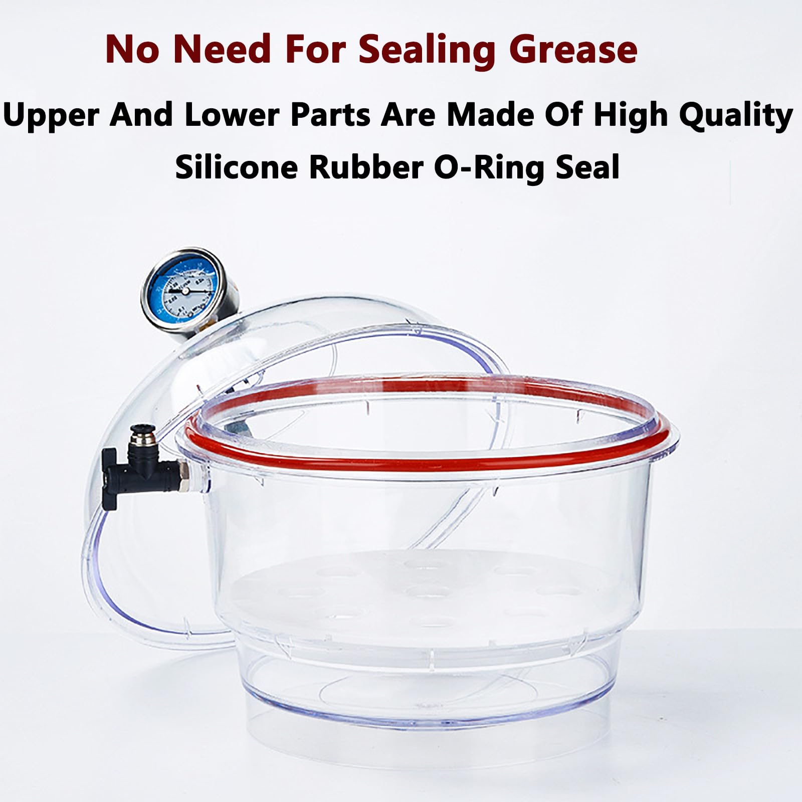 Premium Transparent Plastic Vacuum Desiccator with Double Vacuum Valve & Pressure Gauge - Laboratory-Grade Airtight Seal for Anti-Oxidation | Ideal for Research Labs, Graduate Studies & Chemical Storage