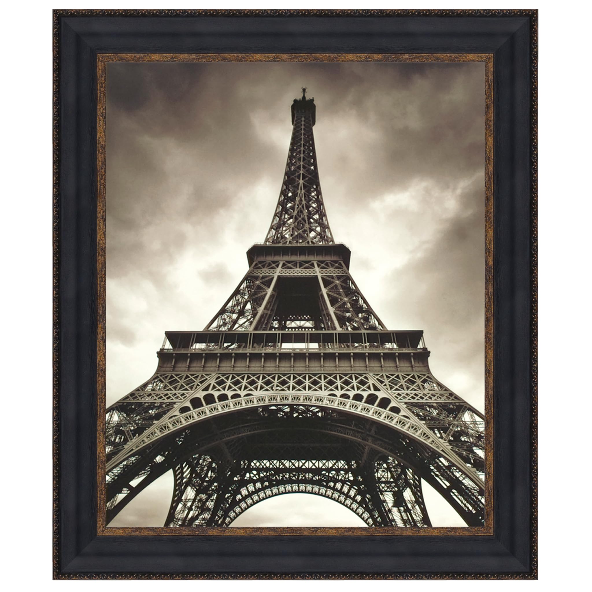 Design Toscano Eiffel Tower Print Under Glass - Large Framed Wall Art Decor for Living Room, Bedroom & Office | Parisian Themed Home Decor Gift Idea