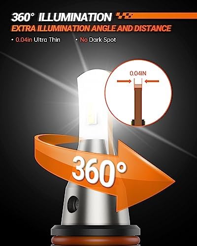 SEALIGHT 9005/HB3 LED Fog Light Bulbs - 6000K Cool White, Built-in Cooling Fan, 1:1 OEM Size, Plug and Play, IP68 Waterproof - Pack of 2 for Enhanced Visibility in Rain, Snow, and Foggy Conditions