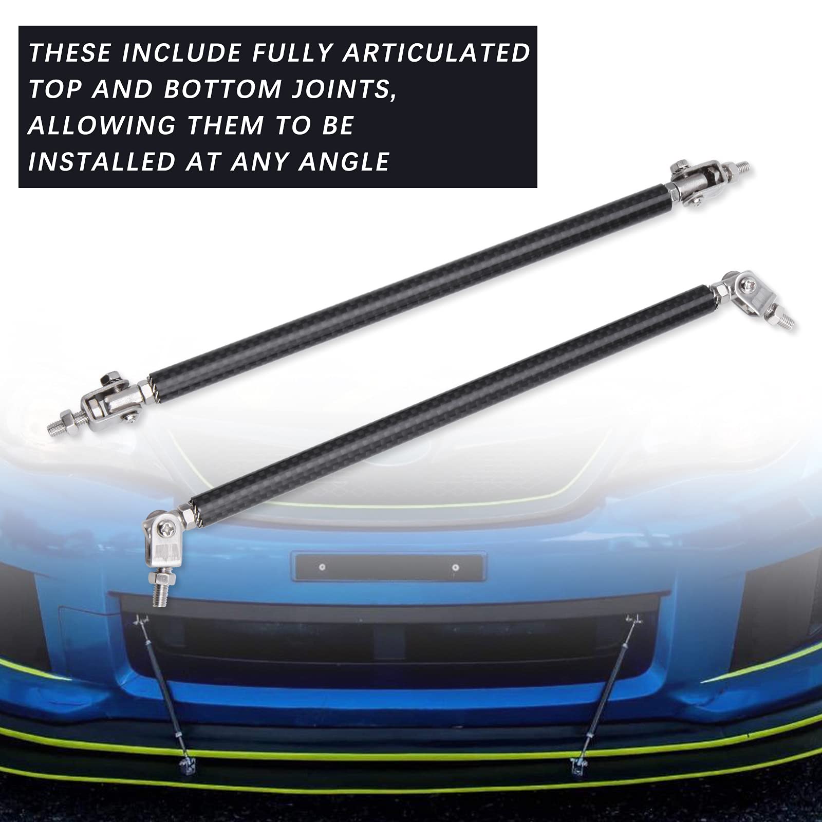 DREAMIZER 2-Piece Universal Front Bumper Lip Support Splitter Rods - Adjustable 10
