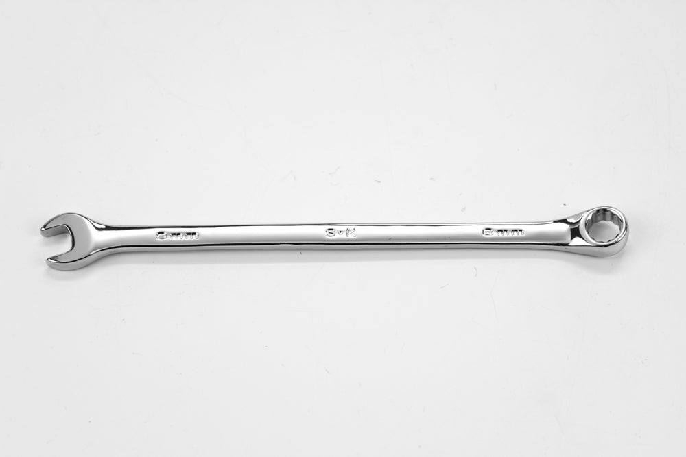 8mm 12-Point Metric Long Combination Chrome Wrench - Professional Automotive & Industrial Tool for Tight Spaces