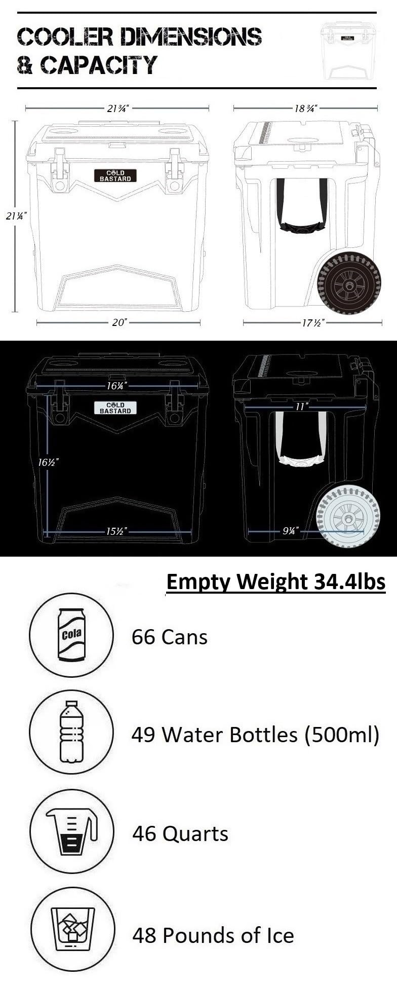 45QT Heavy-Duty Ice Chest Cooler - Premium Navy Storm Cooler with Large Wheels for Camping, Fishing & Outdoor Adventures | Free Shipping & Handling