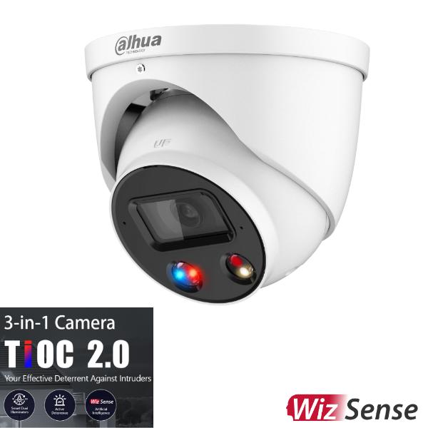 Dahua 8MP TIOC SMD 4.0 Active Deterrence Turret Security Camera with Night Vision - Outdoor Surveillance for Home & Business Protection | DH-IPC-HDW3849H-AS-PV-ANZ-S2