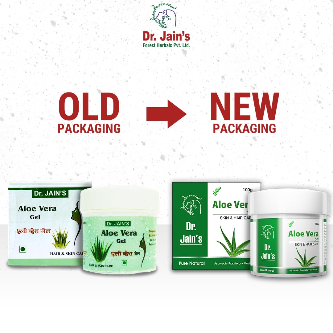 DR. JAIN'S 100% Natural Aloe Vera Gel for Face, Body & Hair - Moisturizing Treatment for Acne, Scars & Glowing Skin - 100g (Pack of 2) | Perfect for Sunburn Relief, Daily Skincare & Hair Hydration