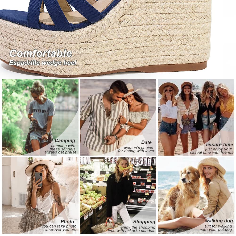 Women's Platform Ankle Strap Sandals - Open Toe Espadrille Wedge Sandals for Summer | Casual Comfortable Beach & Vacation Shoes for Women