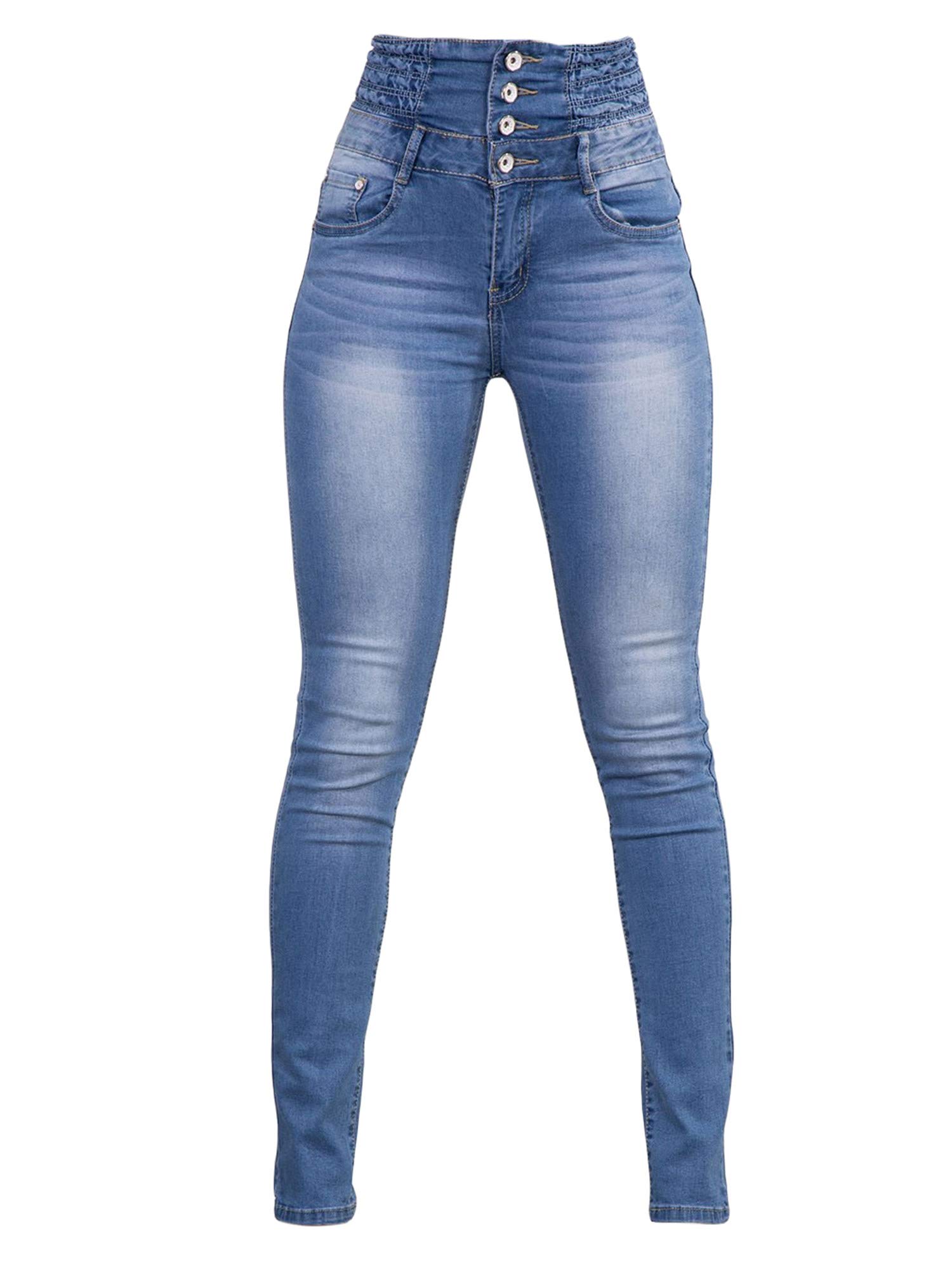 Andongnywell Women's High Waist Slim Jeans - Casual Denim Pants for Everyday Wear