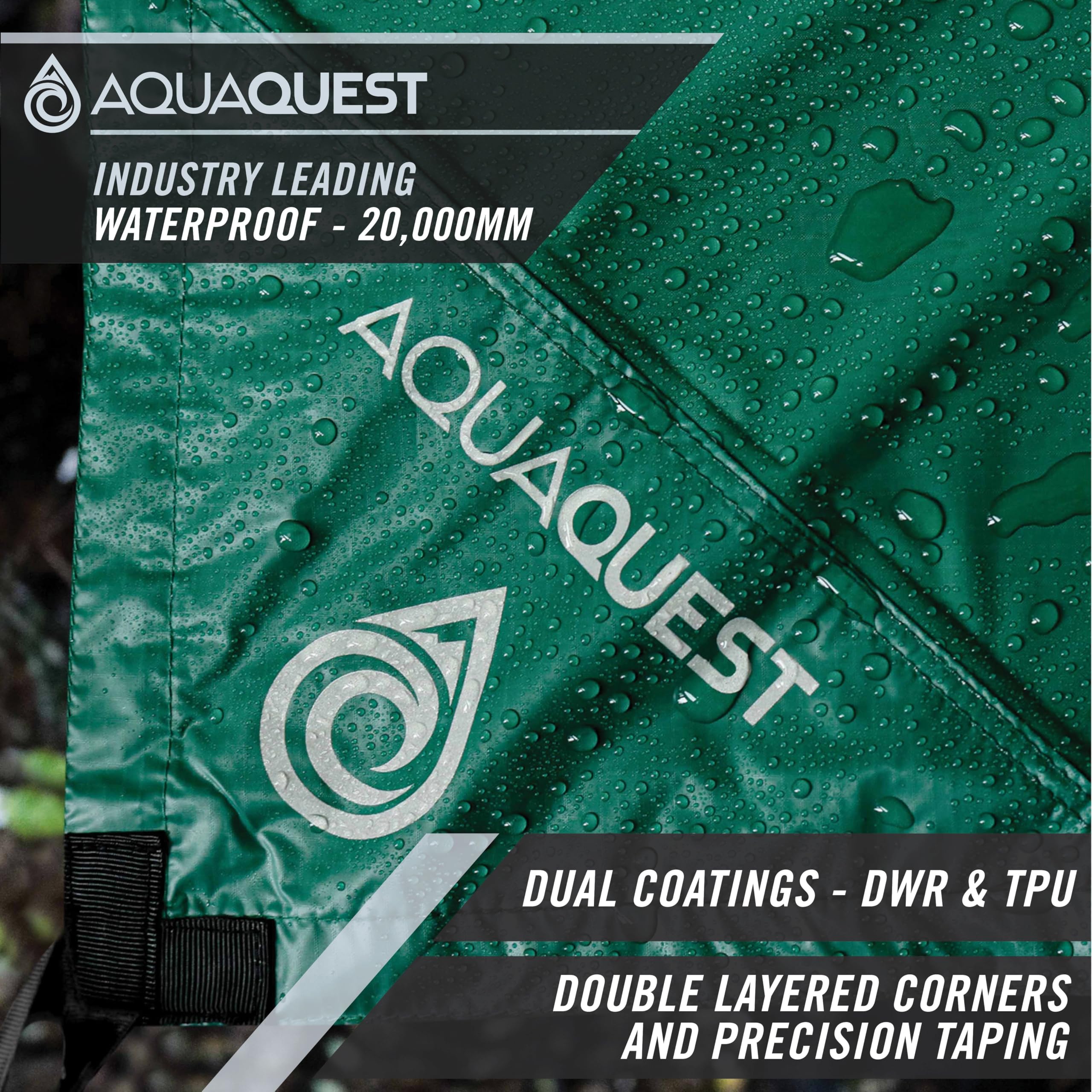 AquaQuest Defender Heavy Duty Waterproof Camping Tarp - All-Weather Tent Shelter & Rain Fly for Hiking, Bushcraft, Hammock - Perfect for Outdoor Adventures, Emergency Shelter & Backpacking Essentials