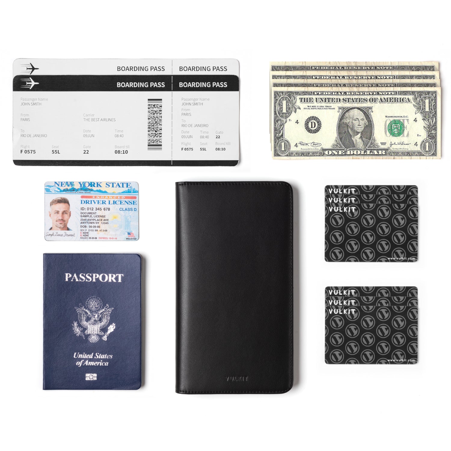 VPW100 RFID Blocking Bifold Passport Wallet - Secure Travel Organizer for Passport, Credit Cards, Cash & Bills | Perfect for International Trips & Business Travel