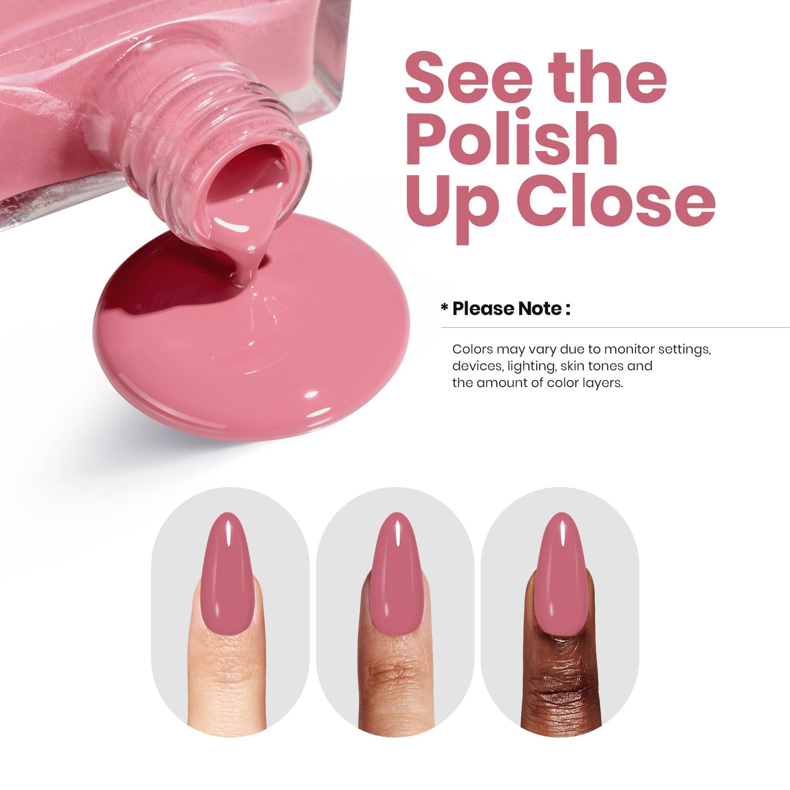 Beetles Pink Nail Polish - 15ML Dusty Rose Long Lasting & Quick Dry Nail Strengthener | 2-in-1 Ridge Filler Base Coat for Nail Growth | Valentine's Day Gift for Women | Perfect for Manicures, Pedicures & Special Occasions