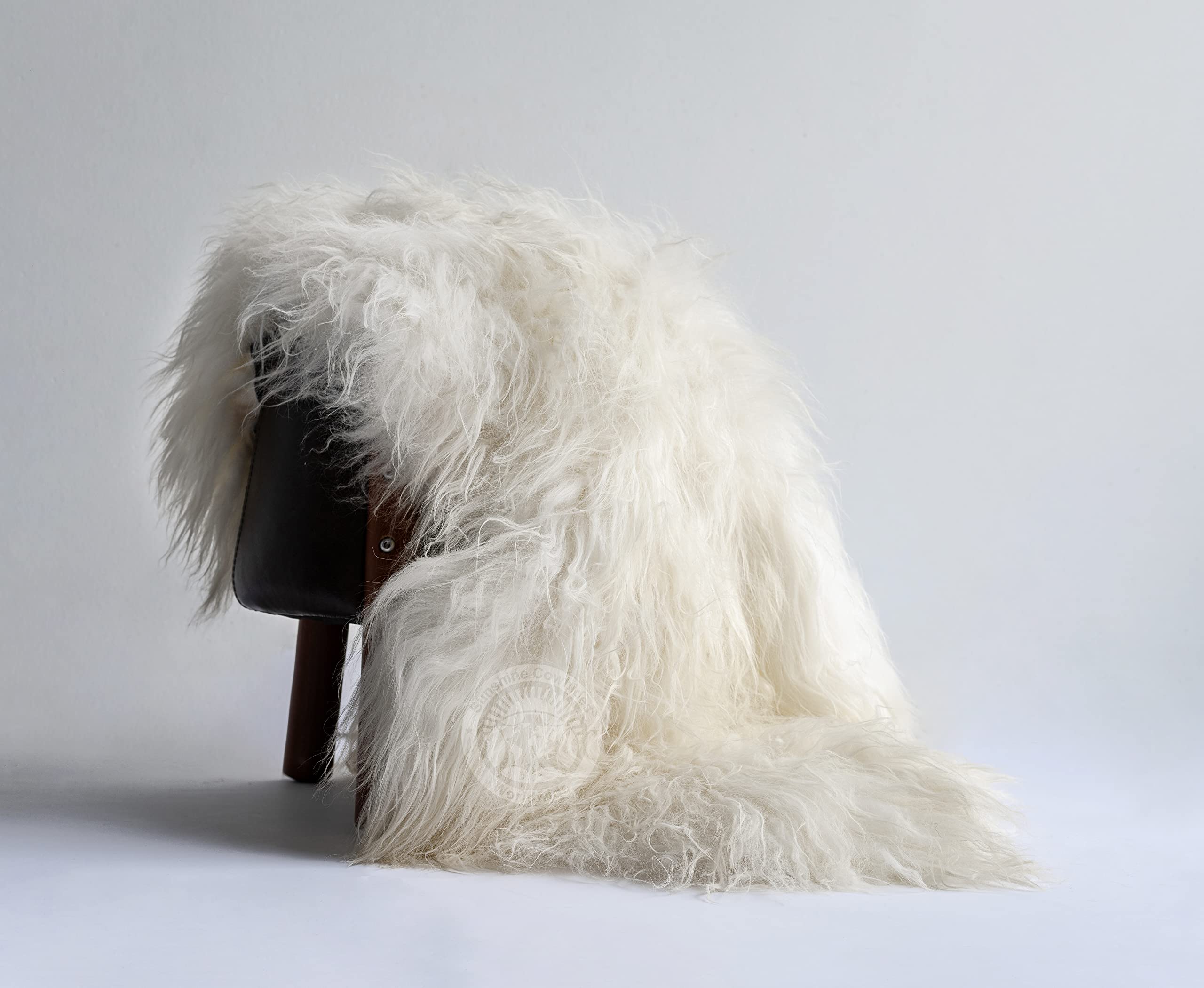 Premium 100% Genuine Icelandic Sheepskin Rug - Natural Cowhide Throw Blanket & Area Rug for Living Room, Bedroom, Office Decor - Soft White Faux Fur Floor Mat for Cozy Home & Luxury Spa Bathroom
