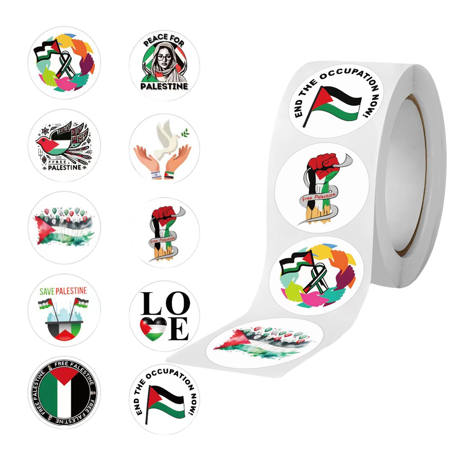 500 Pcs Free Palestine Inspirational Stickers - Motivational Palestinian Decals, Waterproof Vinyl Bumper Stickers for Car, Laptop, Phone, Water Bottle - Show Support for Palestine in Daily Life