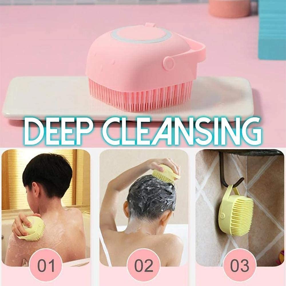 **Aatmnivedi Silicone Body Bath Brush with Shampoo Dispenser - Soft Exfoliating & Massaging Brush for Shower, Spa & Relaxation - Perfect Bathroom Accessory**