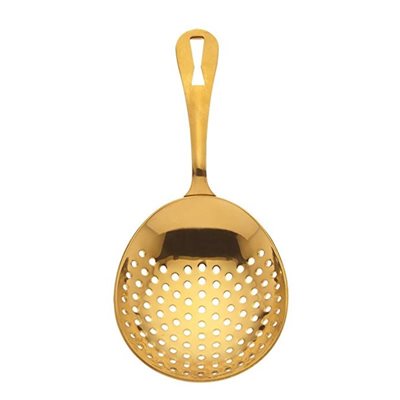 Barfly 6.5-Inch Gold Plated Julep Strainer - Premium Cocktail Tool for Mint Juleps & Classic Cocktails - Perfect for Home Bars & Professional Mixologists