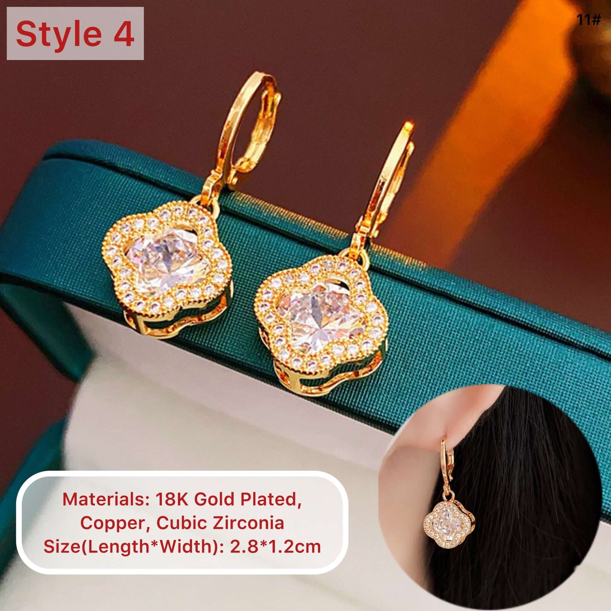 18K Gold Plated 4 Leaf Clover Earrings for Women - Lucky Charm Stud Earrings | Perfect Gift for Birthday, Anniversary & St. Patrick's Day | CE001