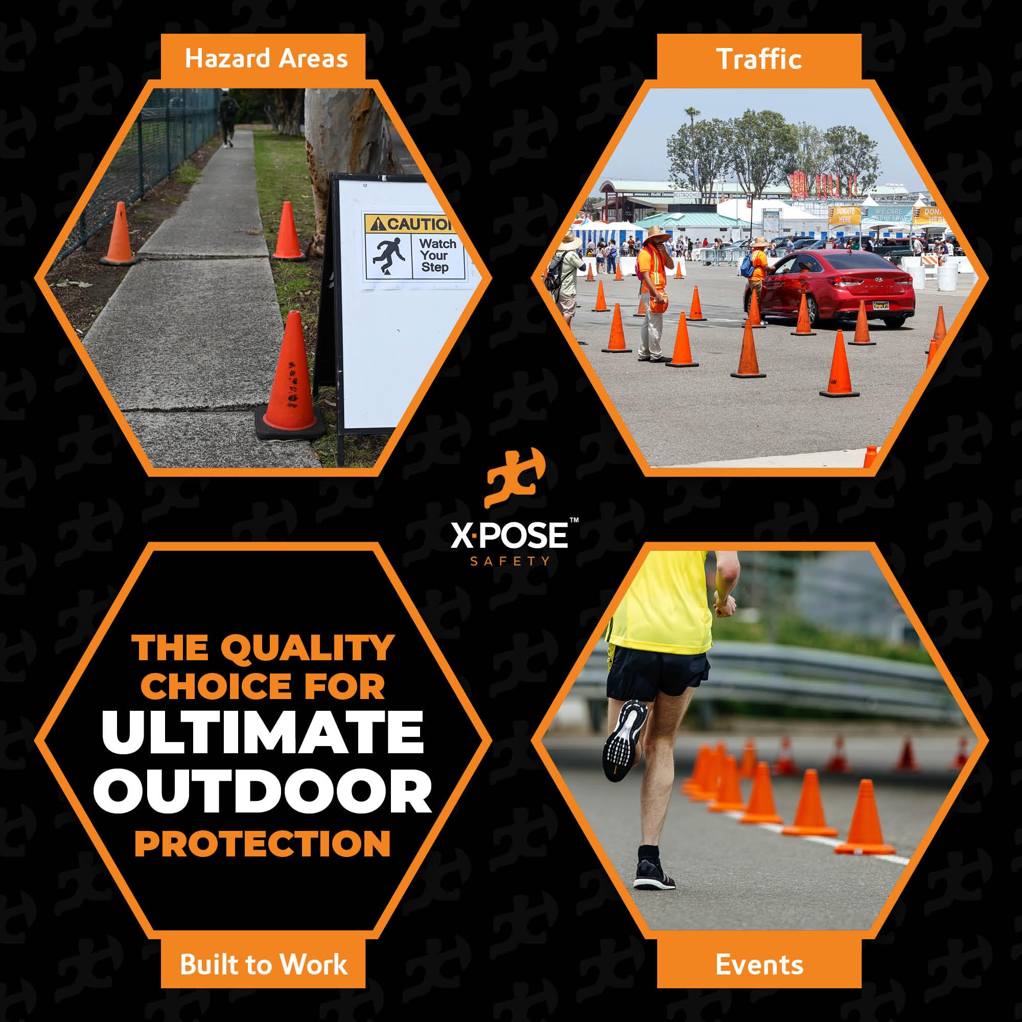 18 Inch Orange Traffic Cones 24-Pack - Heavy Duty PVC Plastic Safety Cones for Parking, Construction, Sports & Road Safety - MUTCD Compliant Safety Equipment - Perfect for Traffic Control, Soccer Games, School Zones & Work Zones - Xpose Safety