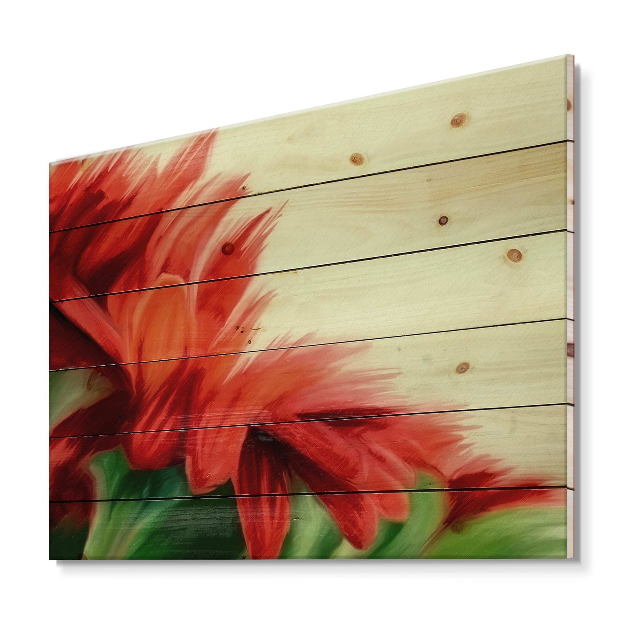 Traditional Red Floral Wood Wall Decor - Handcrafted Pine Wood Art Panel with Green Background - Large Botanical Wall Art for Living Room, Bedroom & Home Decor