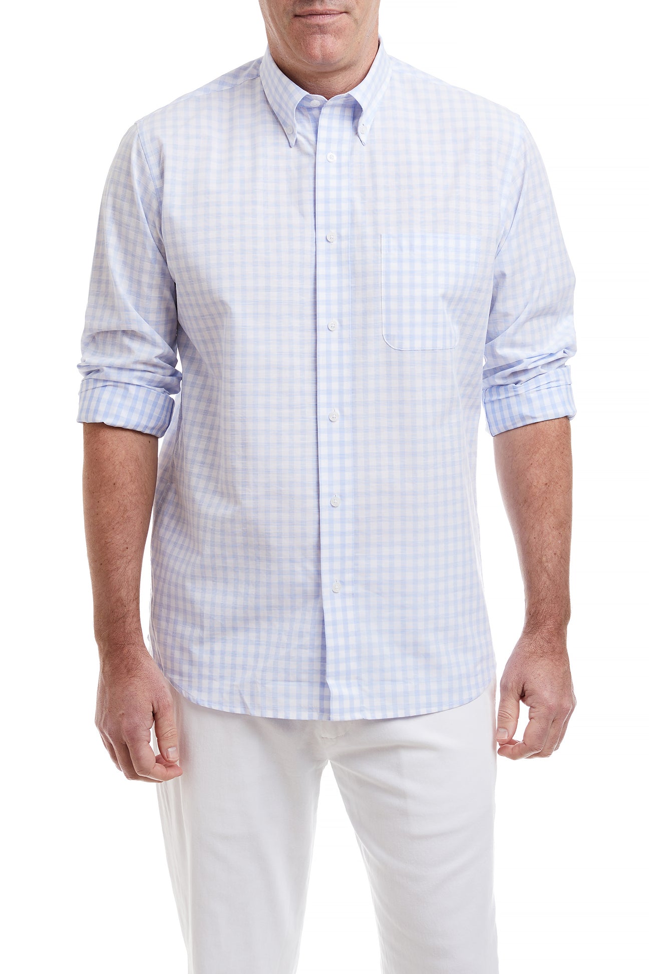 Blue Gingham Chase Shirt - Stylish Casual Beach Shirt for Men & Women | Perfect for Summer Outings, Vacations & Relaxing by the Shore