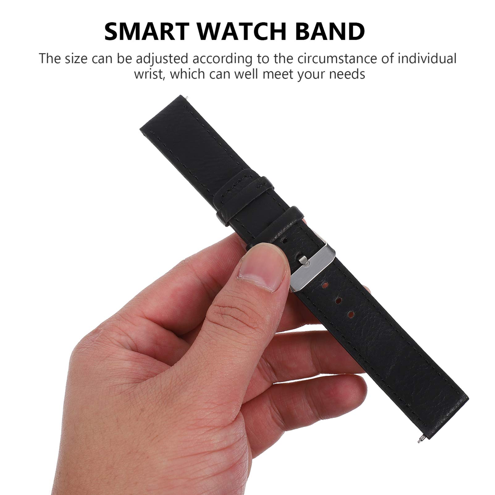 20mm Black Leather Watch Strap for Xiaomi Haylou LS02 - Smartwatch Accessory for Work & Casual Wear